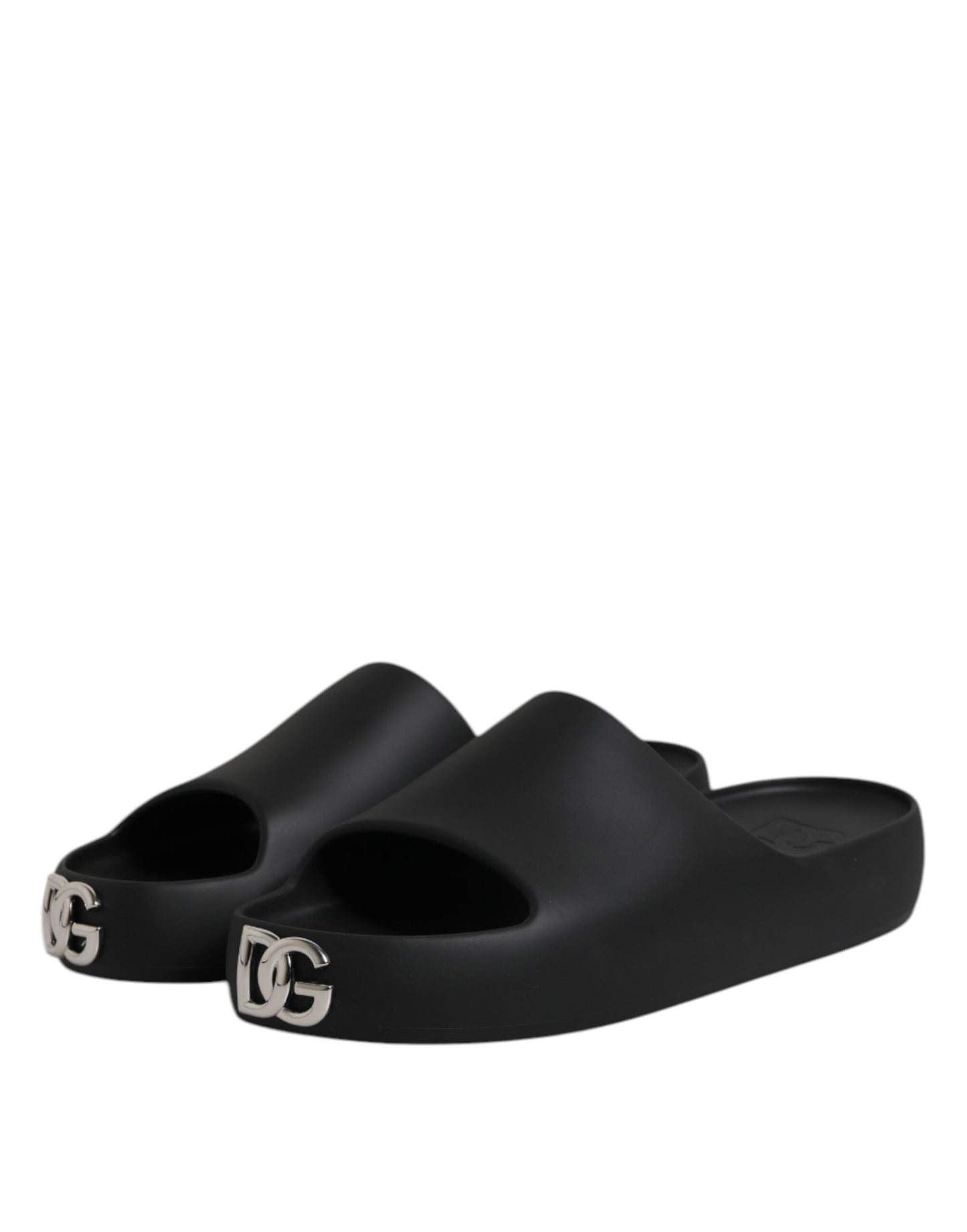 Dolce & Gabbana Schwarz DG Logo Slides Sandalen Beachwear Schuhe