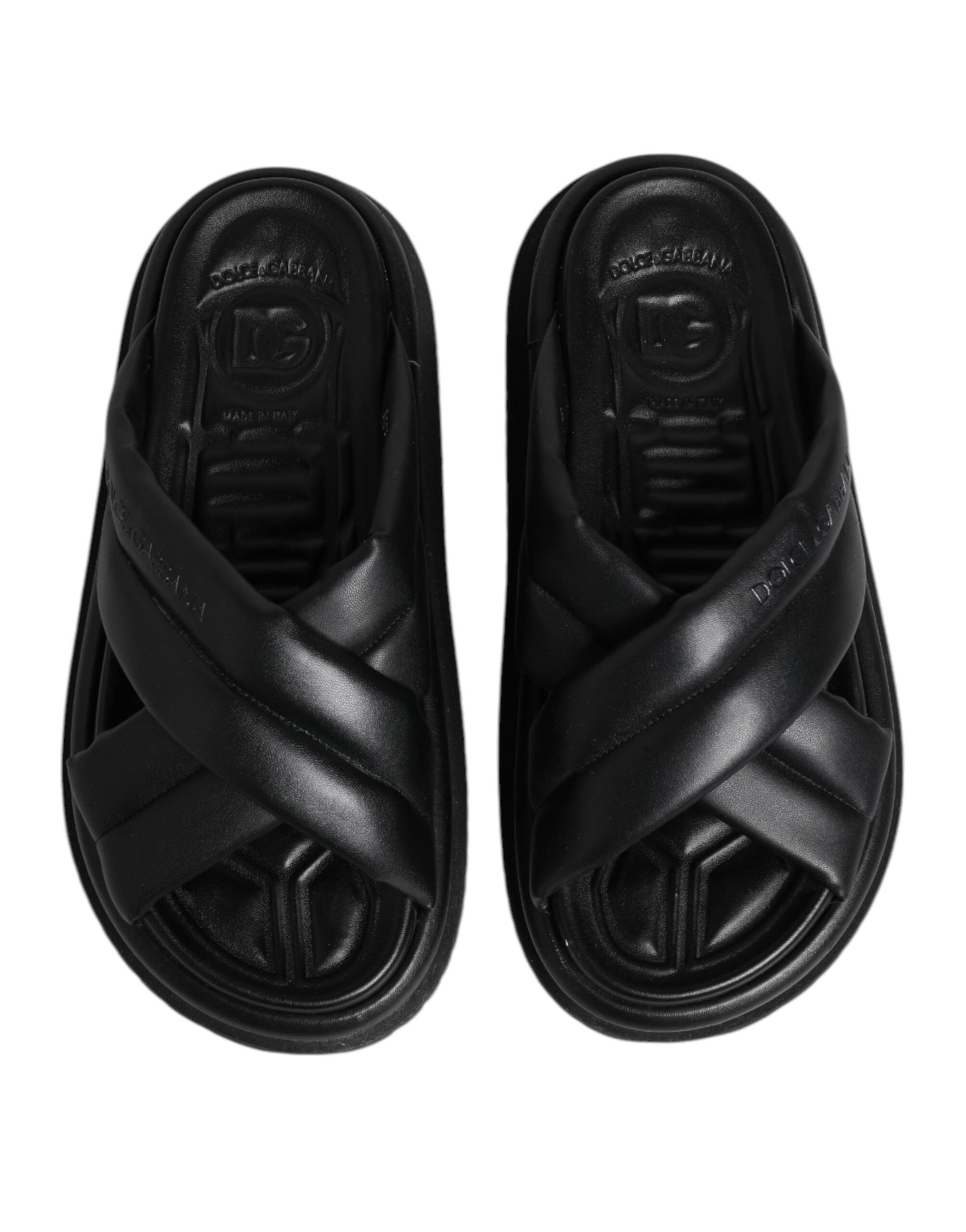 Dolce & Gabbana Schwarz DG Logo Slides Sandalen Beachwear Schuhe
