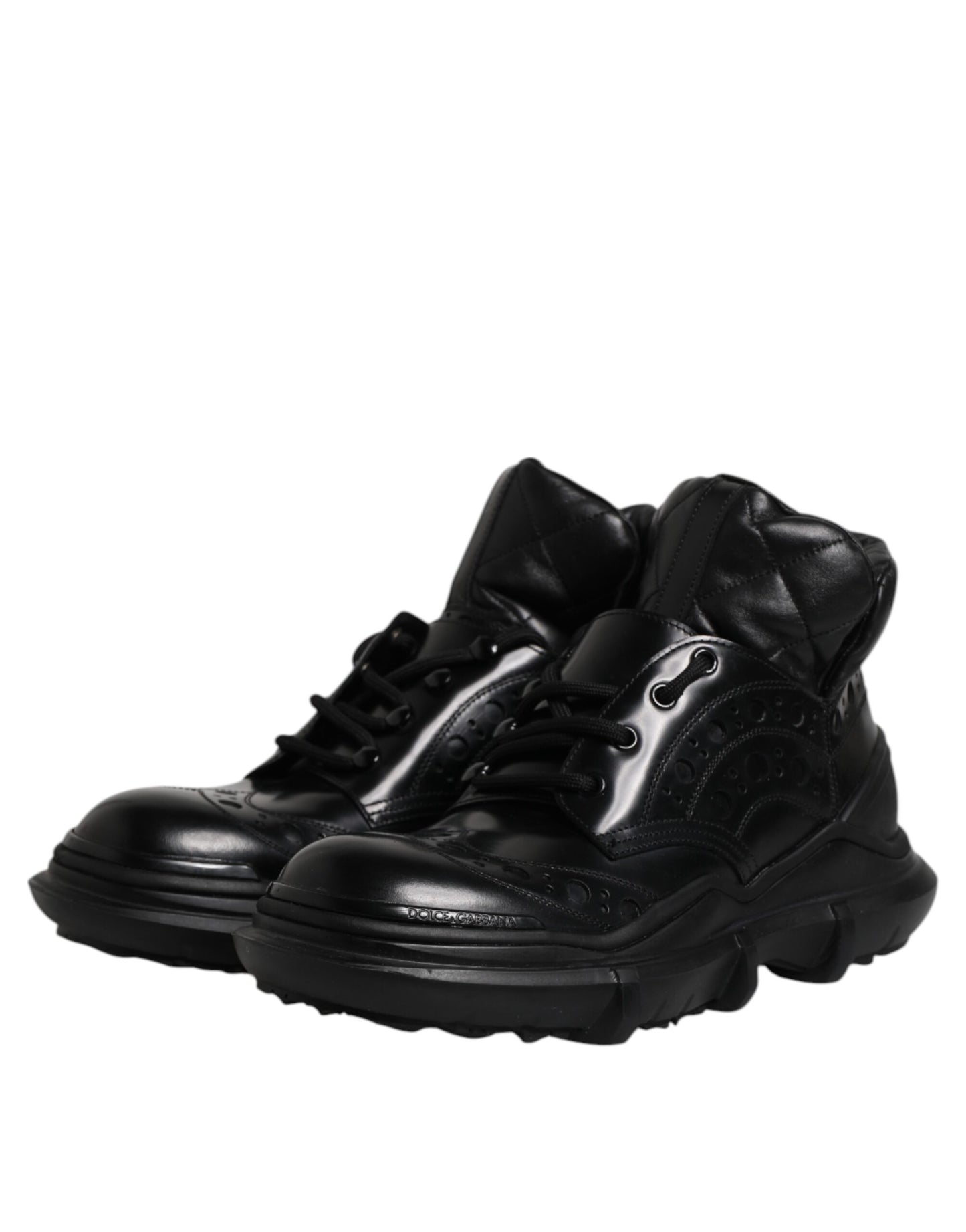 Dolce & Gabbana Schwarzes Leder Casual Herrenstiefel Schuhe