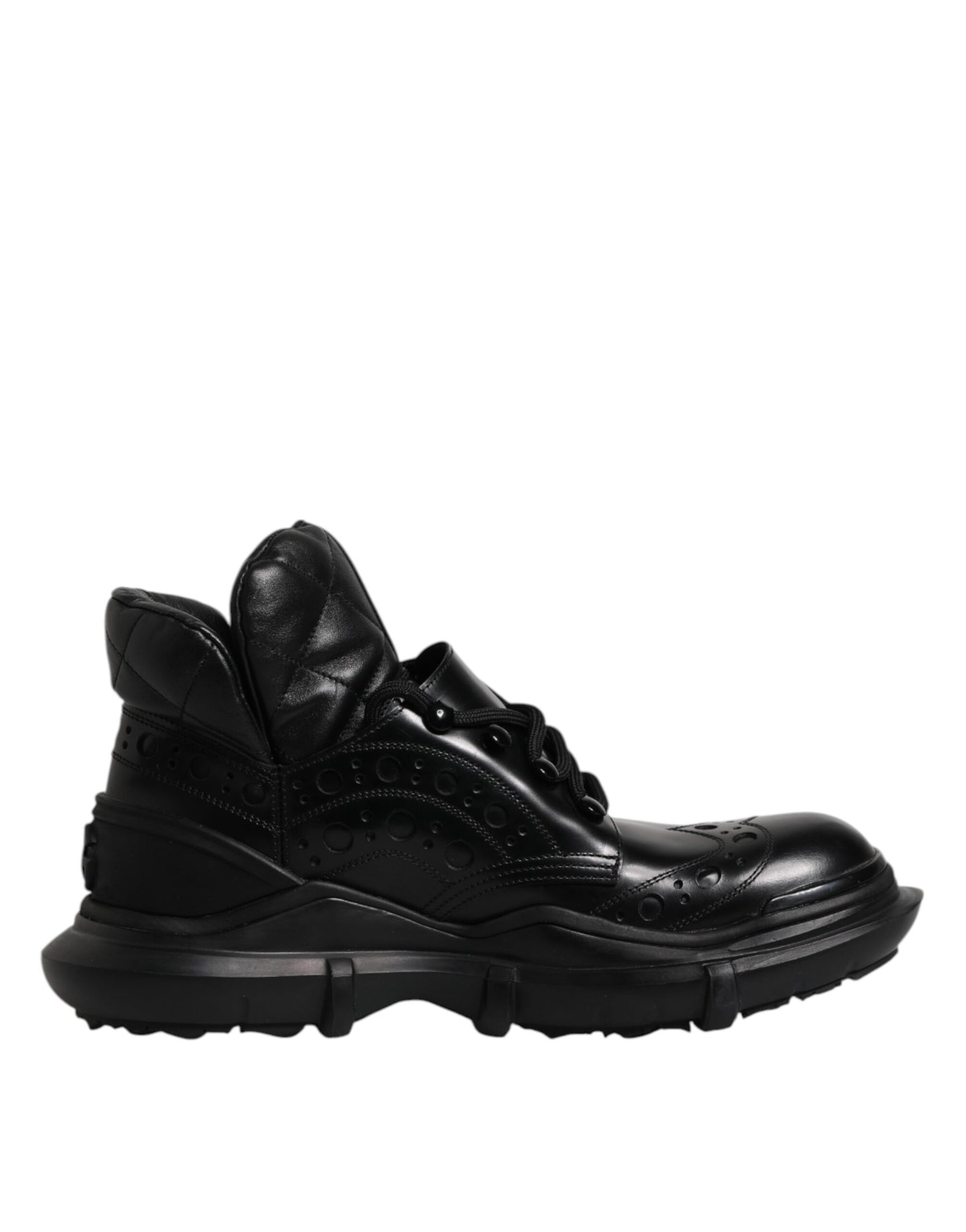 Dolce & Gabbana Schwarzes Leder Casual Herrenstiefel Schuhe