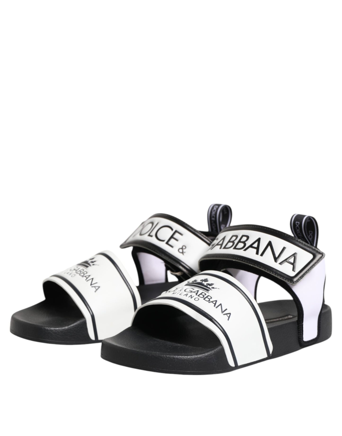 Dolce & Gabbana Schwarz Weiß DG Logo Slides Sandalen Schuhe