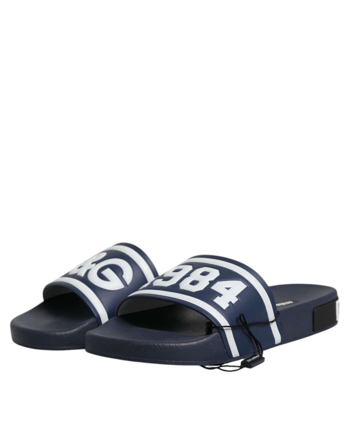 Dolce & Gabbana Blaue DG Logo Pantoletten Sandalen Beachwear Schuhe