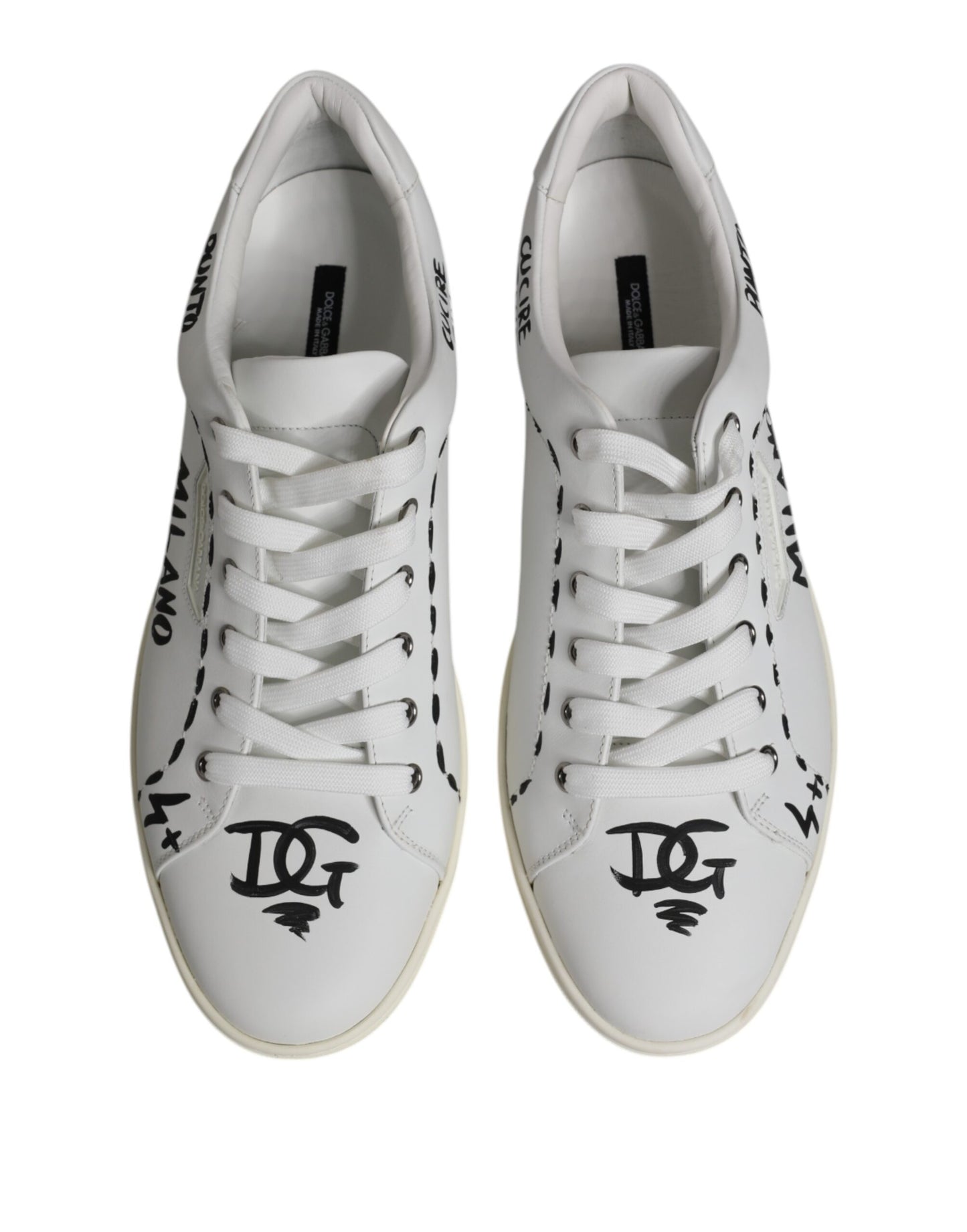 Dolce & Gabbana Weiß London Kalbsleder Männer Turnschuhe Schuhe