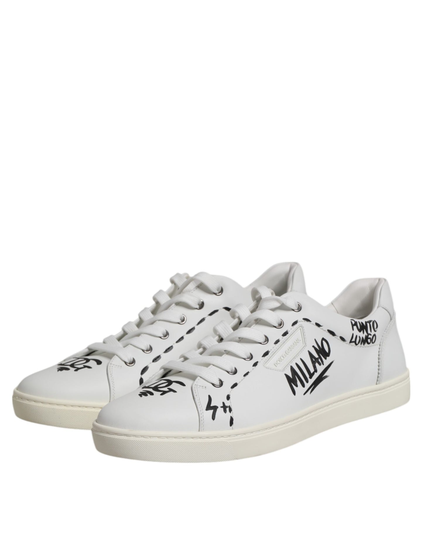 Dolce & Gabbana Weiß London Kalbsleder Männer Turnschuhe Schuhe
