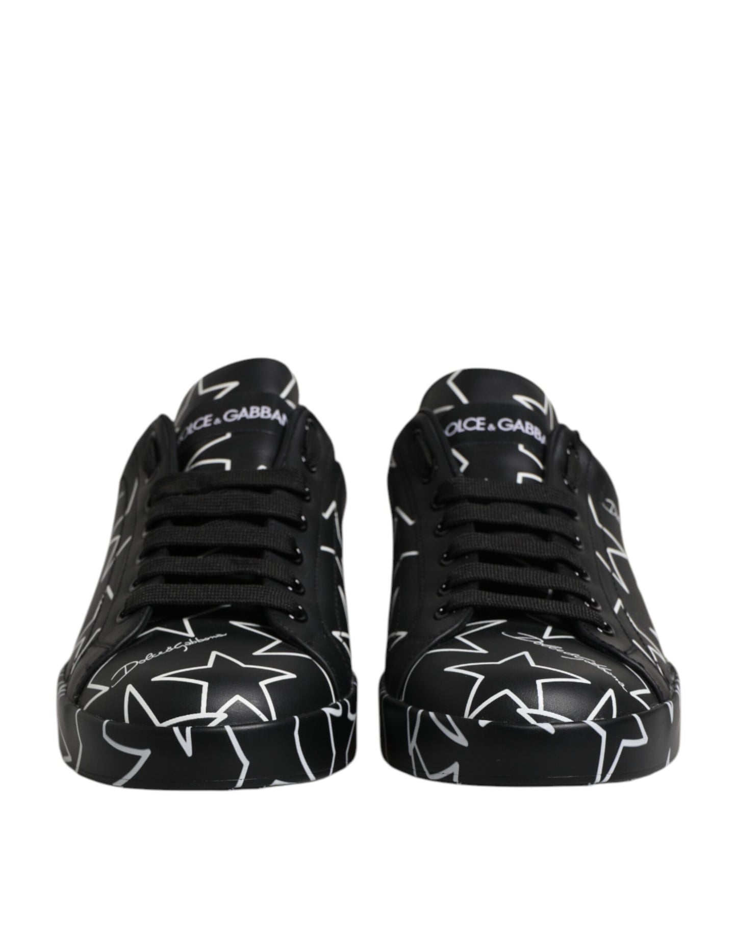 Dolce & Gabbana Schwarz Weiß Sterne Low Top Männer Turnschuhe Schuhe