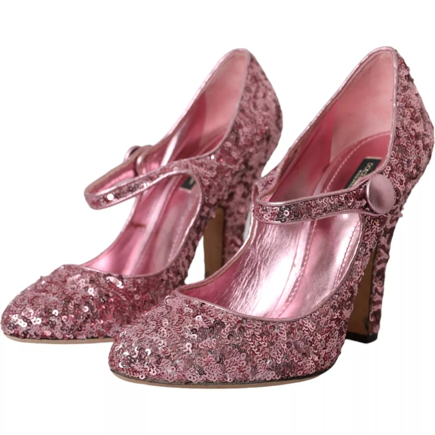 Dolce & Gabbana Rosa Pailletten Mary Jane Pumps High Heels Schuhe