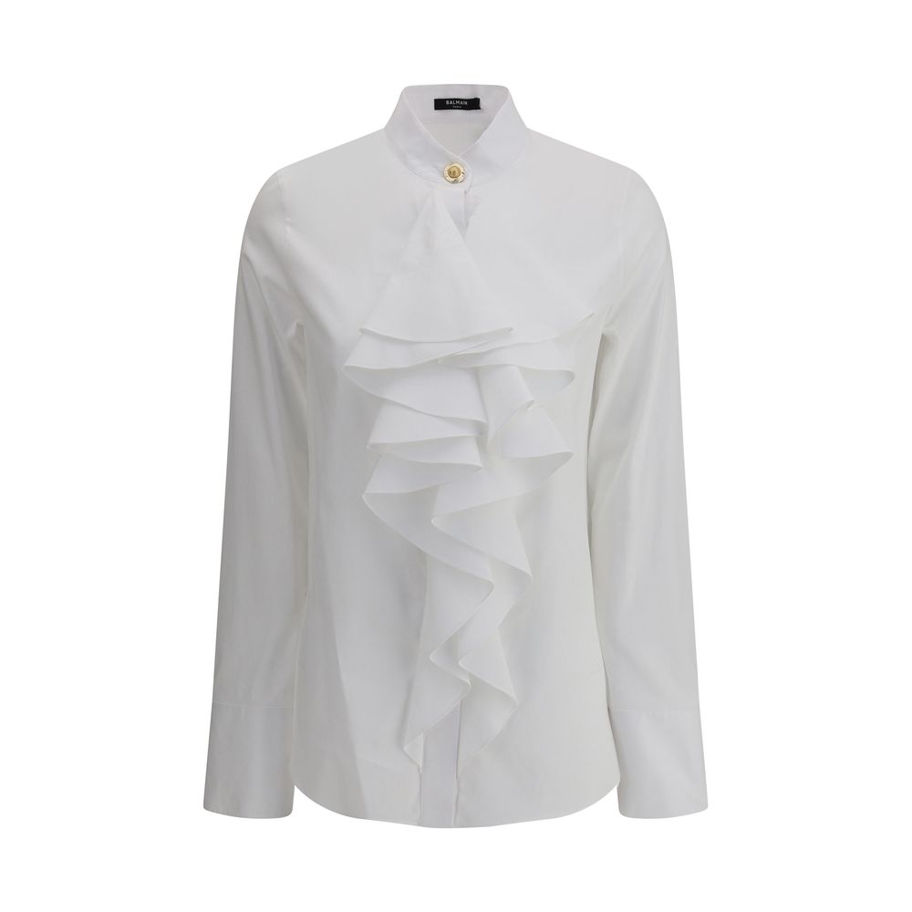 Balmain Popeline-Rüschenhemd