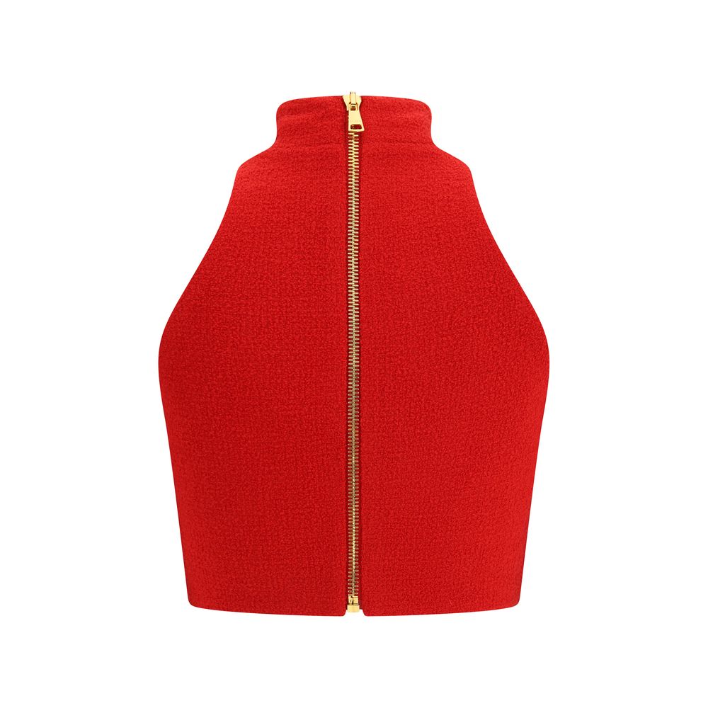 Balmain Crop Top aus Bouclé-Wolle