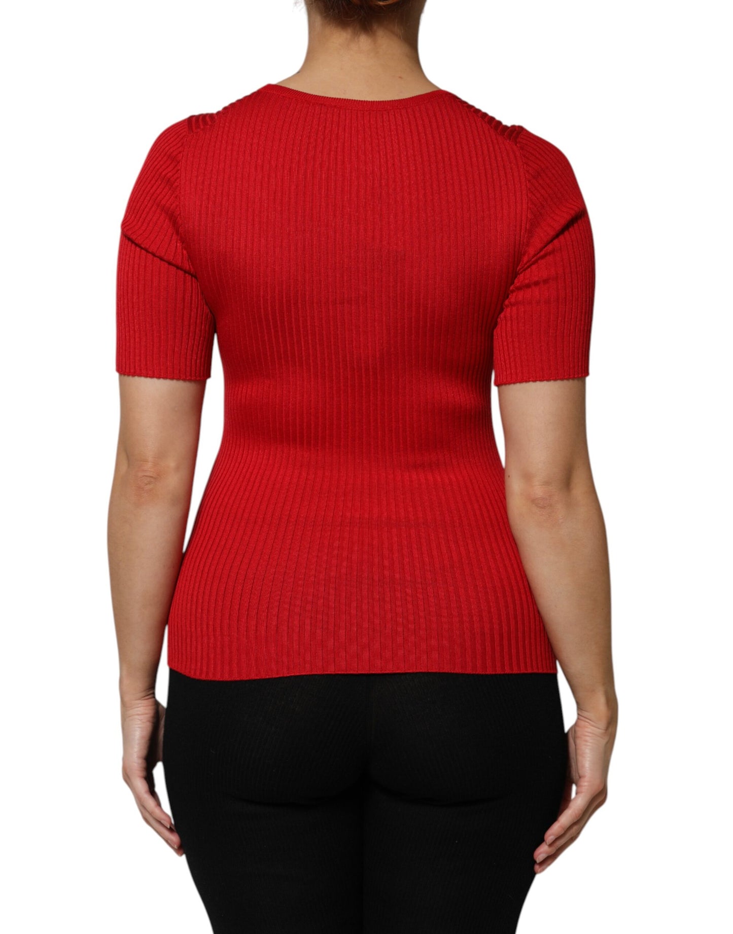 Dolce & Gabbana Rot Rundhalsausschnitt Kurzarm Pullover Top
