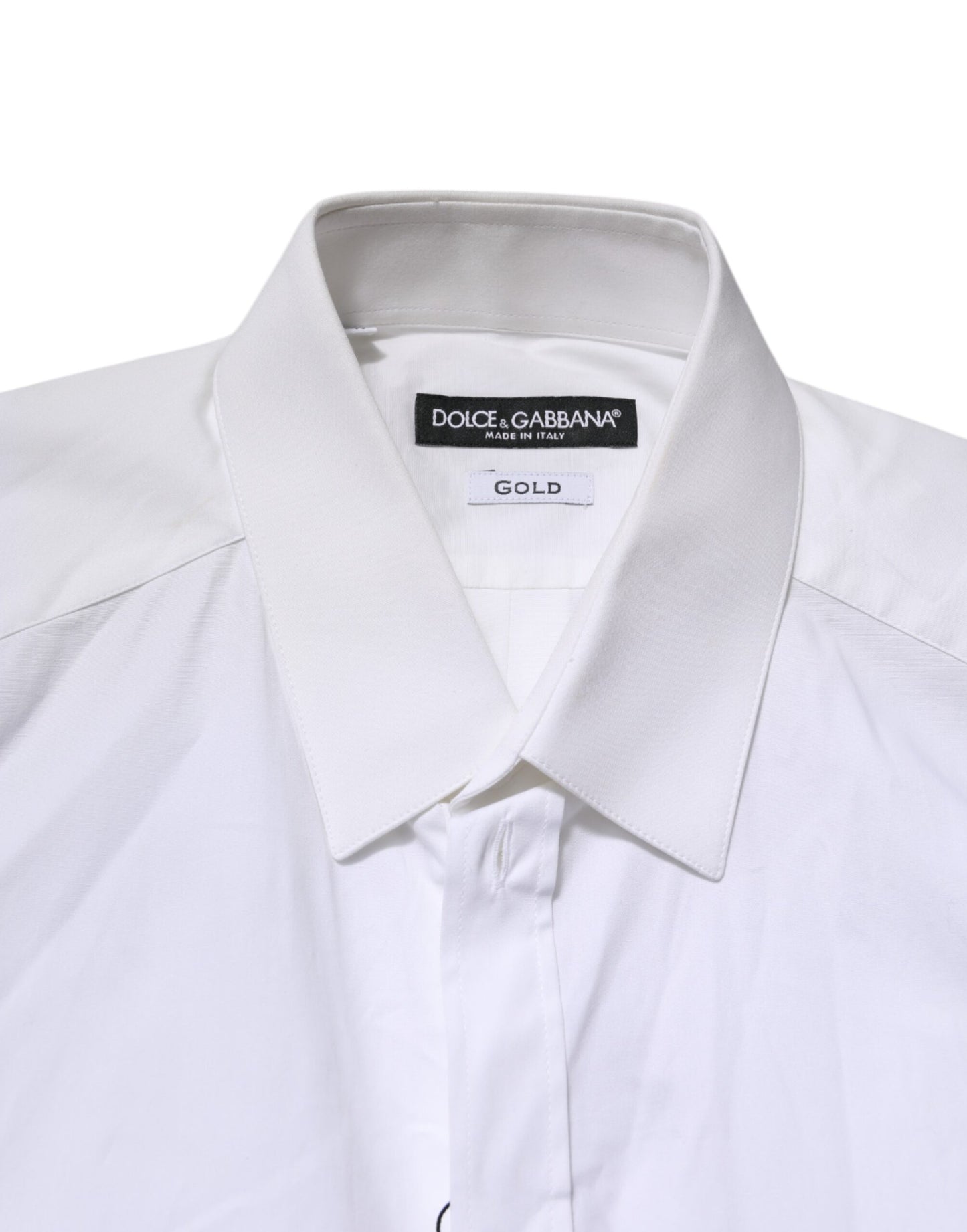 Dolce & Gabbana Weißes GOLD Baumwollkragenhemd Top