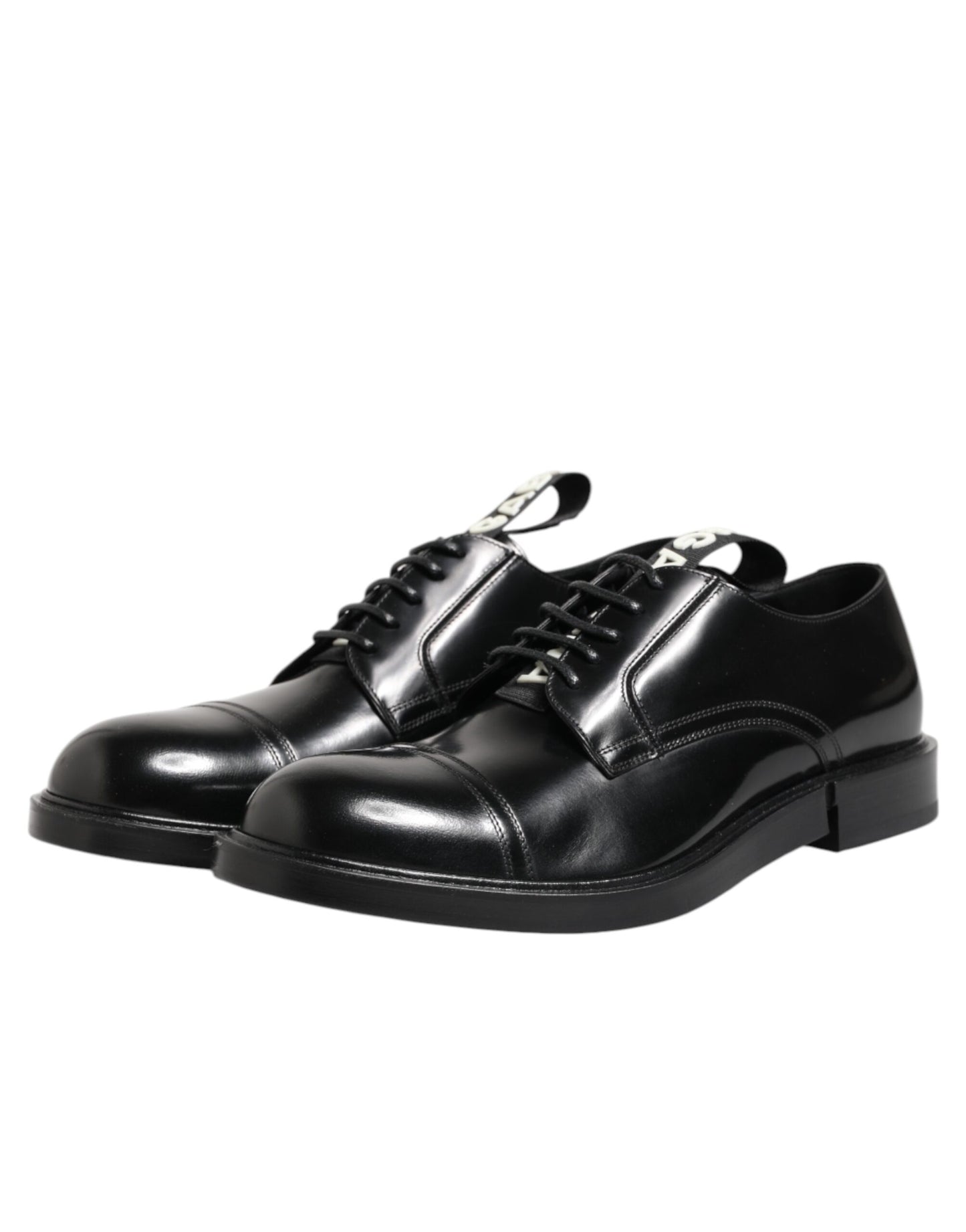 Dolce & Gabbana Schwarzes Leder Kleid Schnürschuhe Männer Formale Schuhe