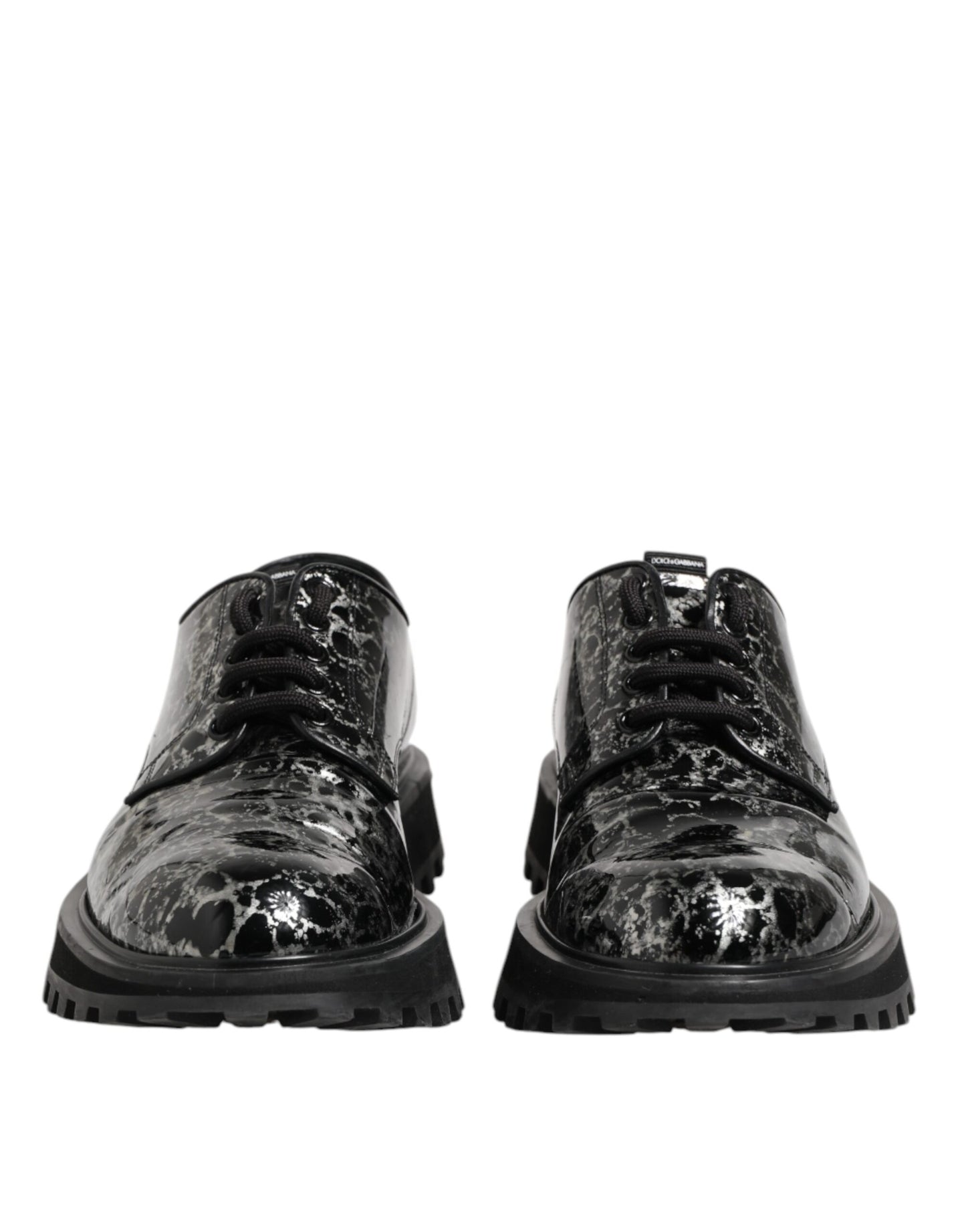 Dolce & Gabbana Schwarz Weiß Kalbsleder Chunky Derby Schuhe