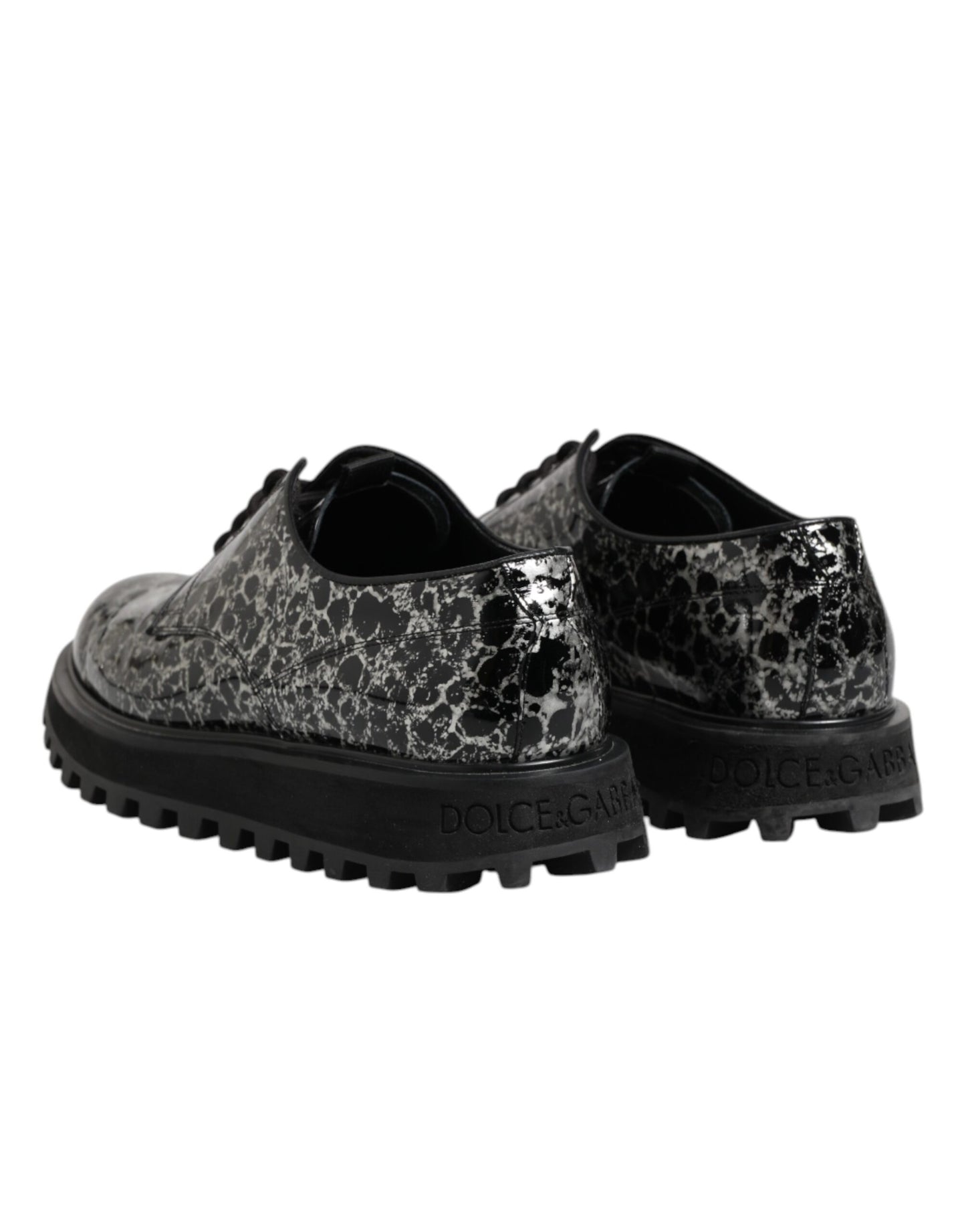 Dolce & Gabbana Schwarz Weiß Kalbsleder Chunky Derby Schuhe