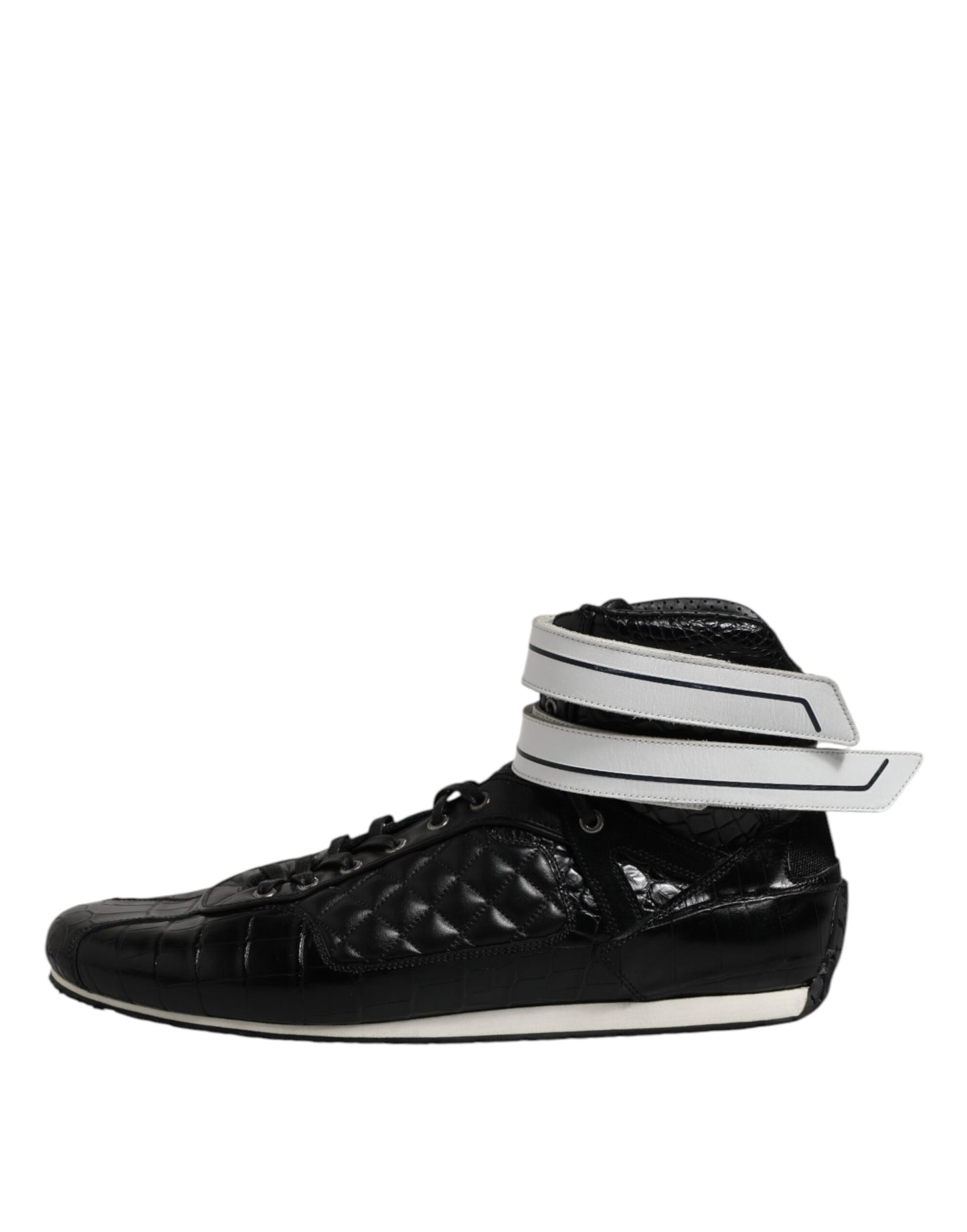 Dolce & Gabbana Schwarze gesteppte Leder Schnürschuhe