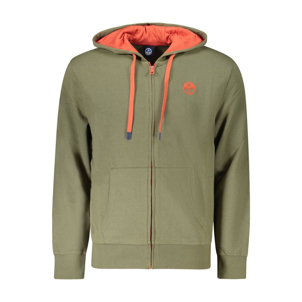 North Sails Grüner Baumwollpullover mit Kapuze für Männer