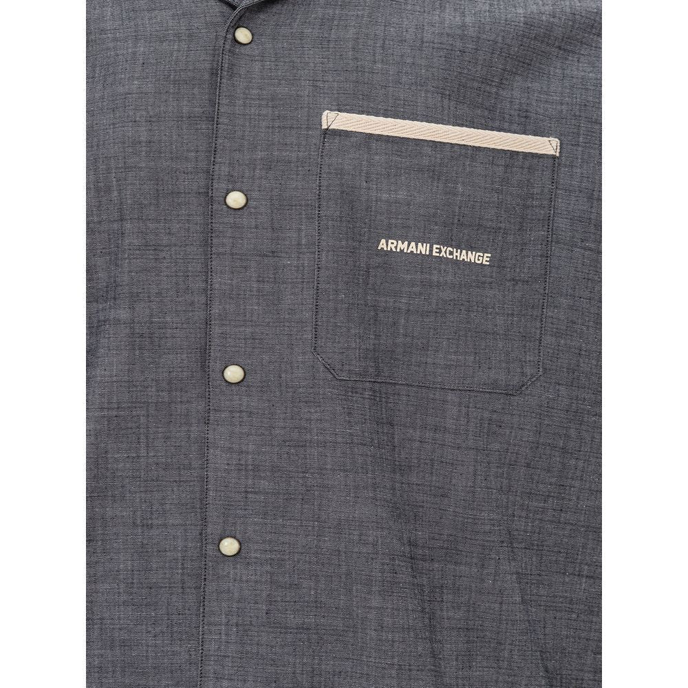 Armani Exchange Blaues Baumwollhemd