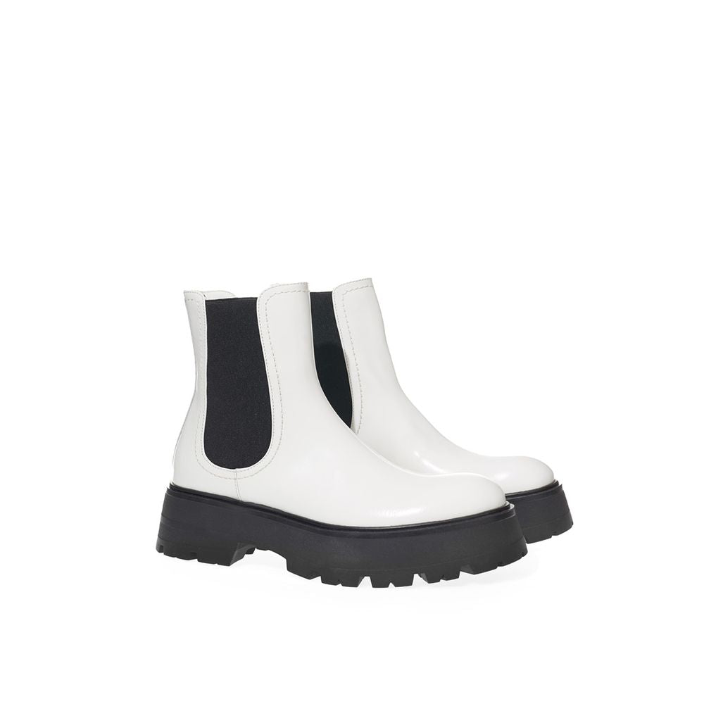Alexander McQueen Schwarzer und weißer Lederstiefel