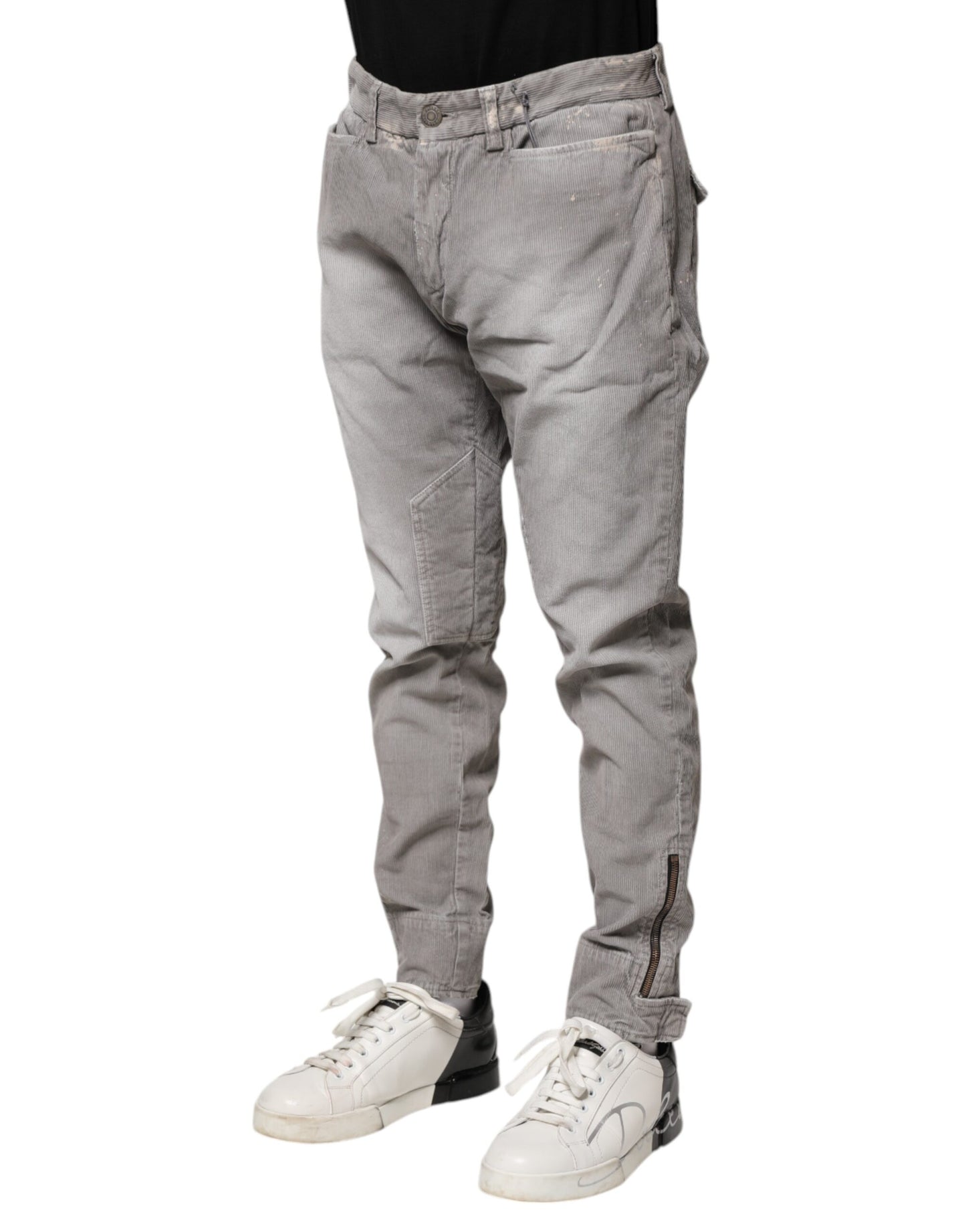 Balmain Hellgraue gewaschene Skinny Fit Herren Denim Jeans