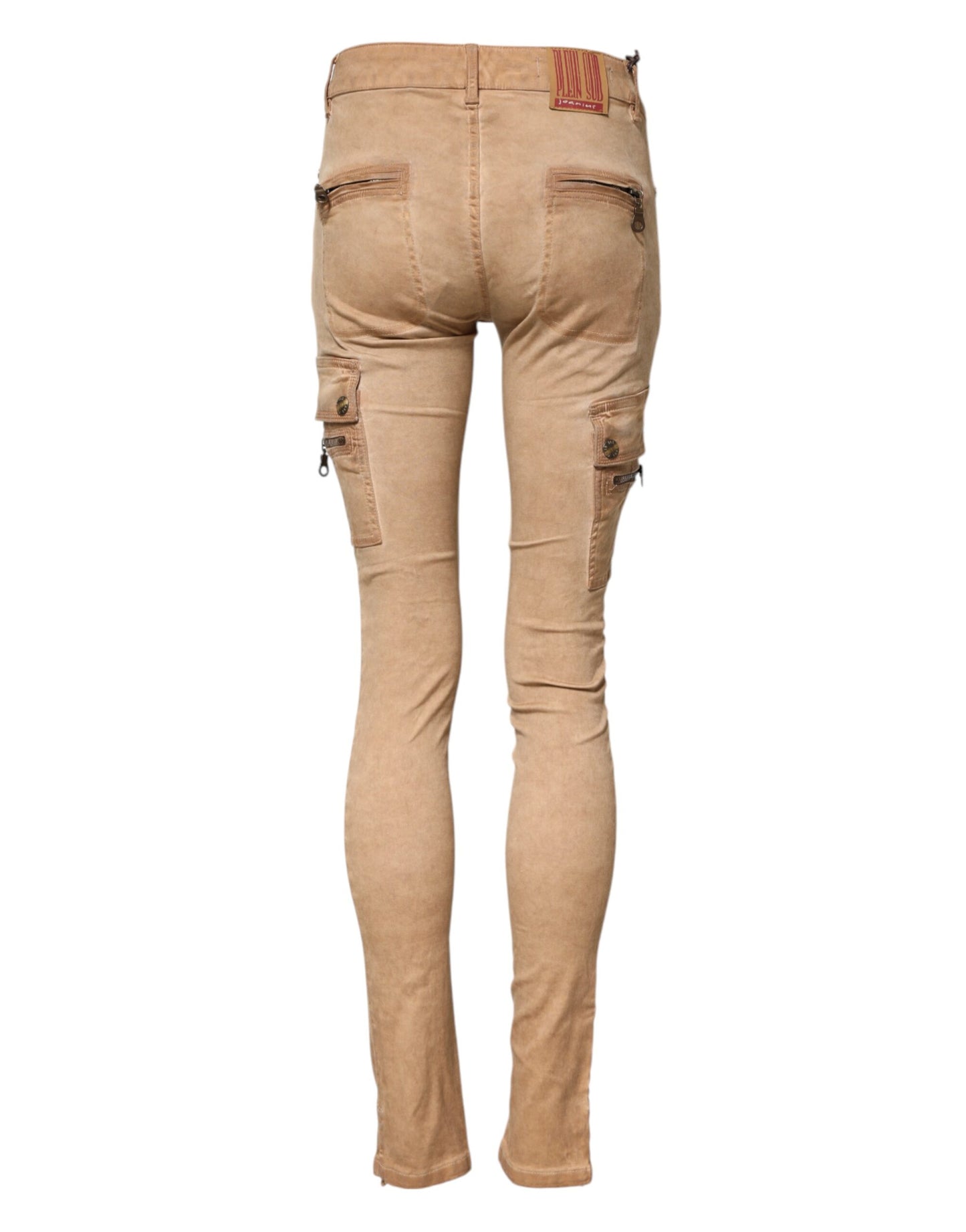 PLEIN SUD Braune Skinny Denim-Jeans aus Baumwolle mit mittlerer Taille