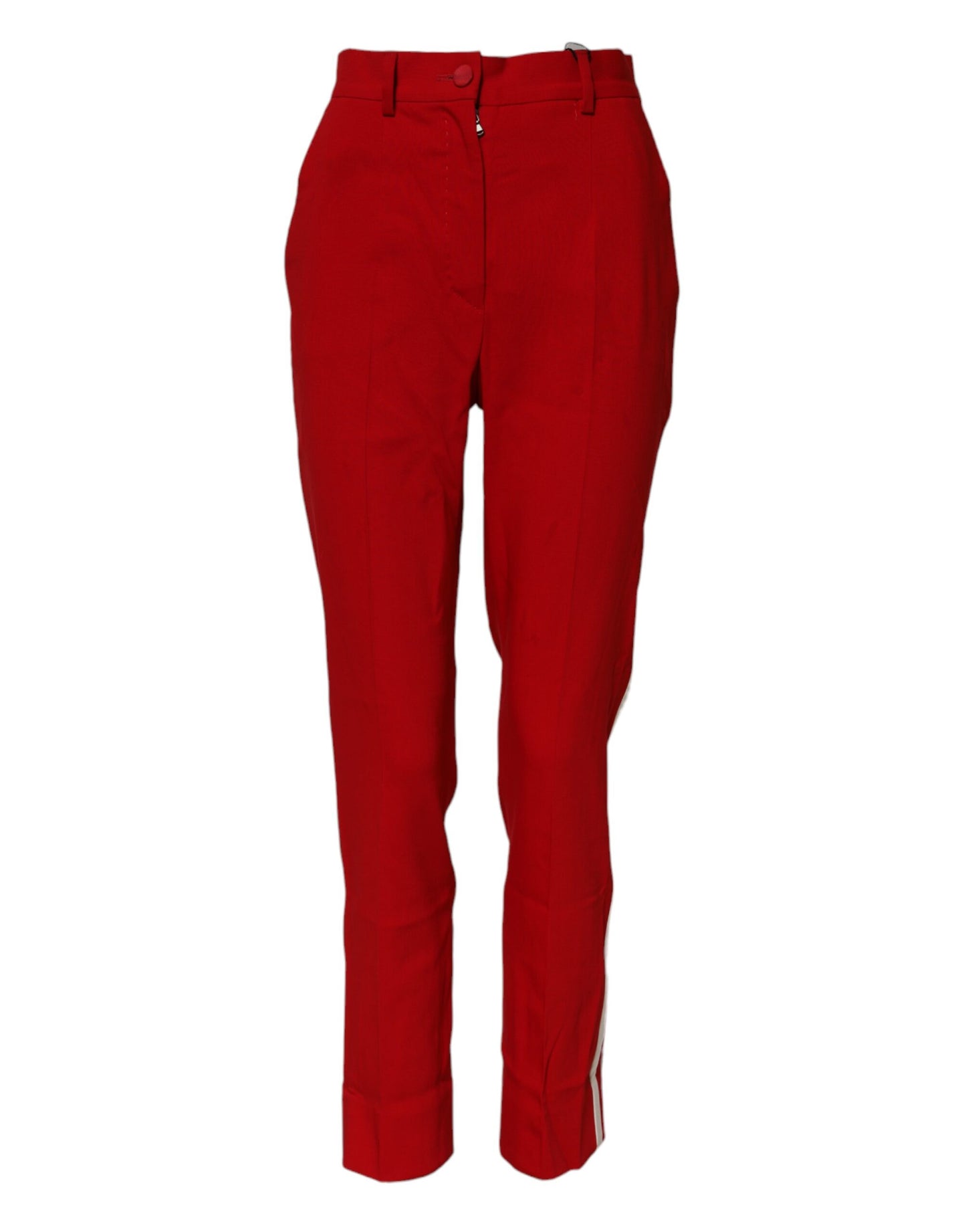 Dolce & Gabbana Rote Wollhose mit halber Taille und konischem Schnitt