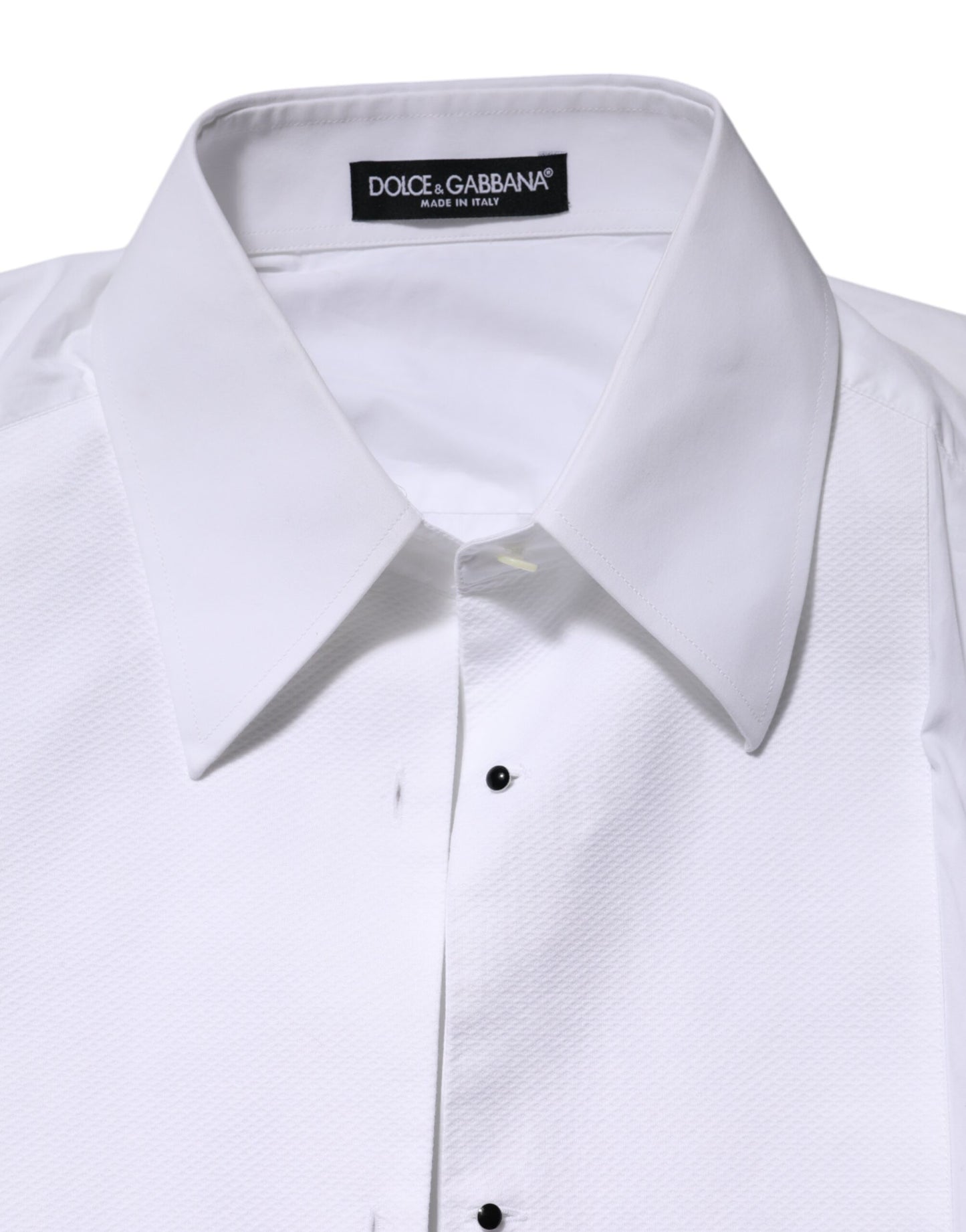 Dolce & Gabbana Weißes Baumwollhemd mit langen Ärmeln und Kragen