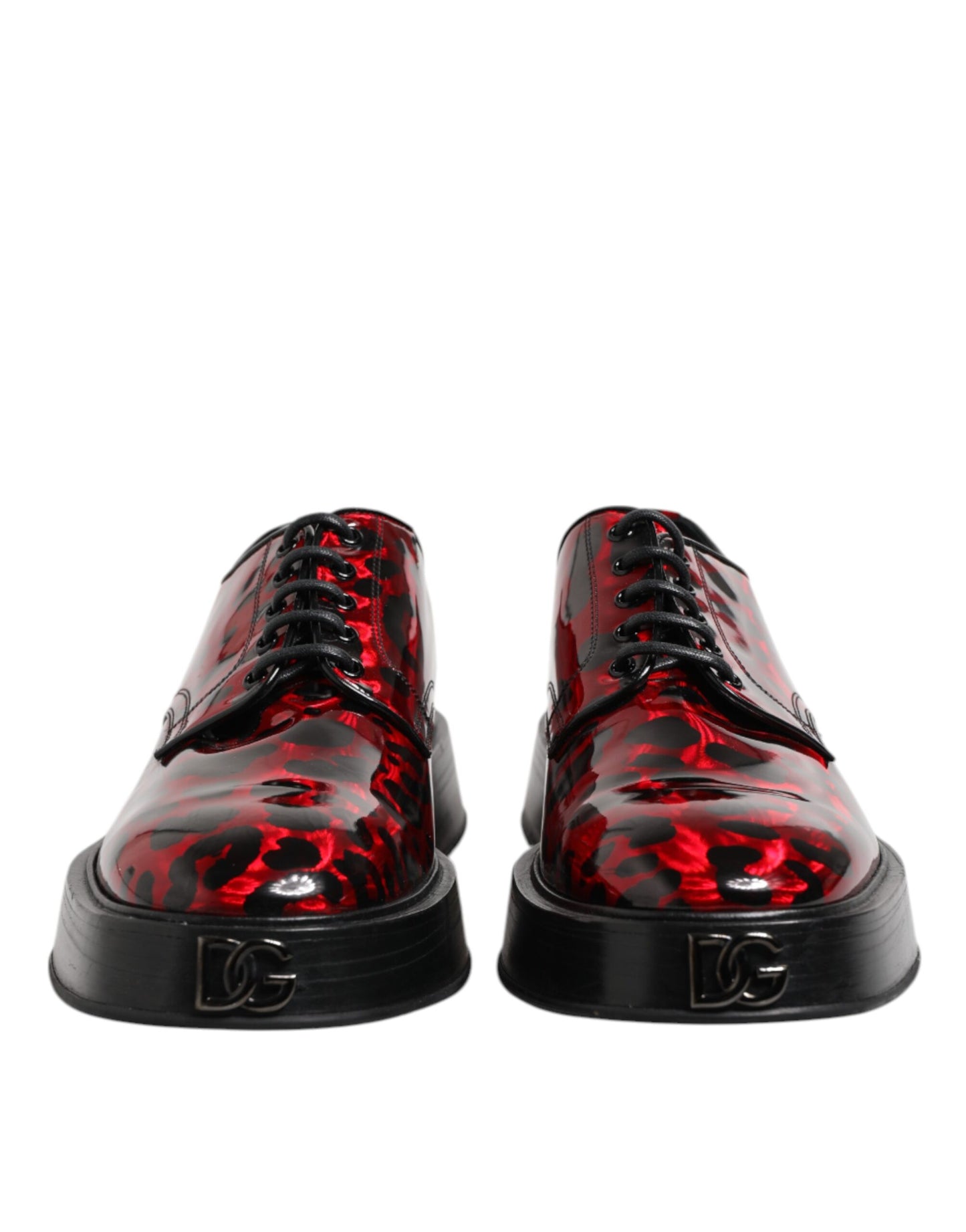Dolce & Gabbana Rot Leopard Derby Formal Männer Kleid Schuhe