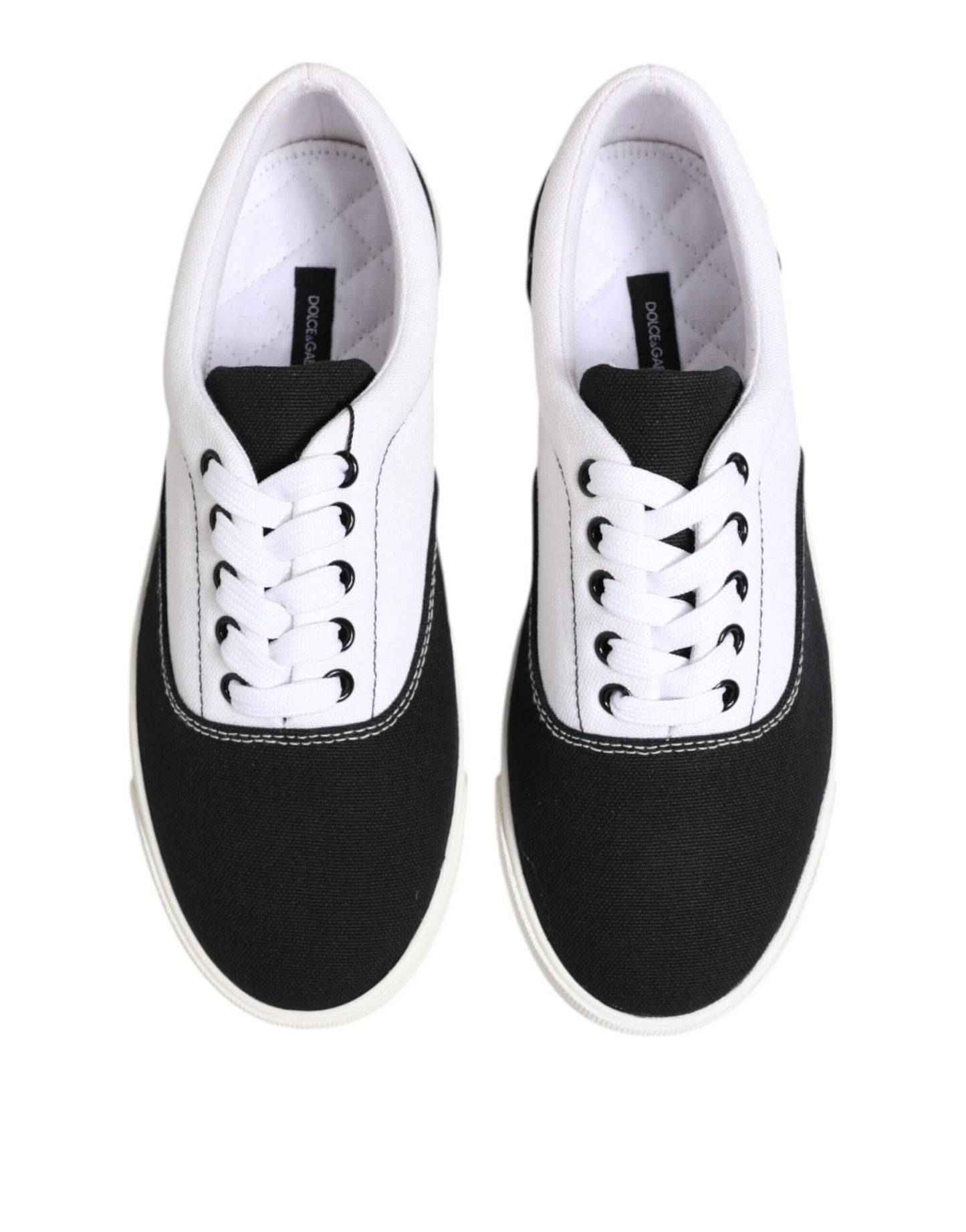 Dolce & Gabbana Schwarz Baumwolle Canvas Lace Up Männer Turnschuhe Schuhe