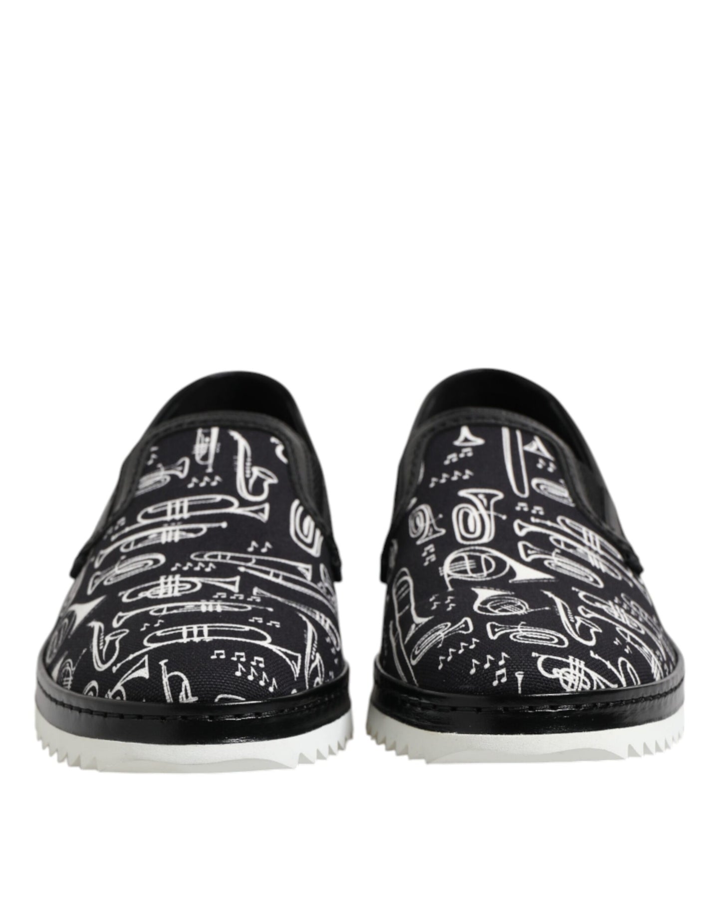 Dolce & Gabbana Schwarz Slip On Bedruckte Männer Loafers Schuhe