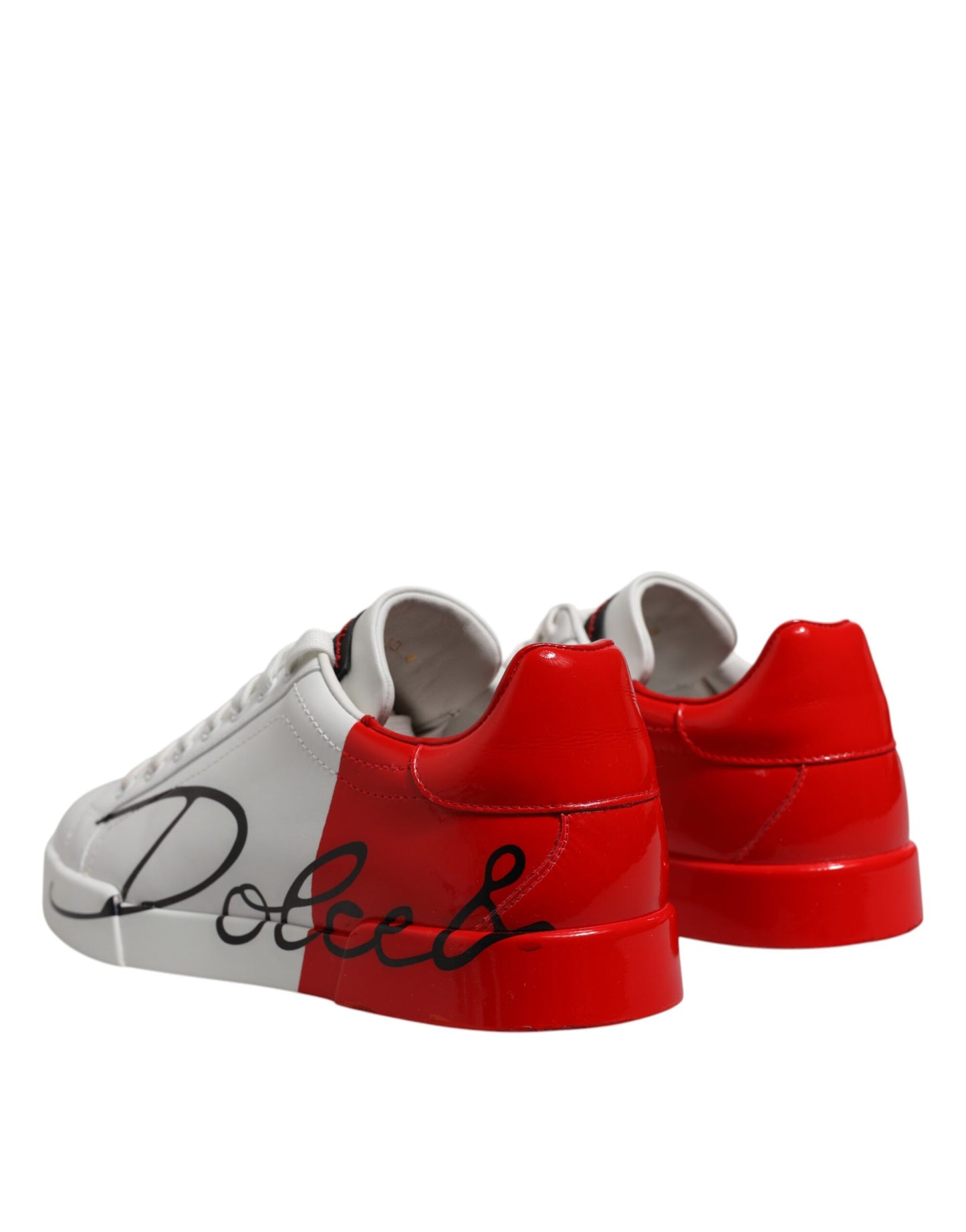 Dolce & Gabbana Weiß Rot Logo Low Top Leder Turnschuhe Schuhe