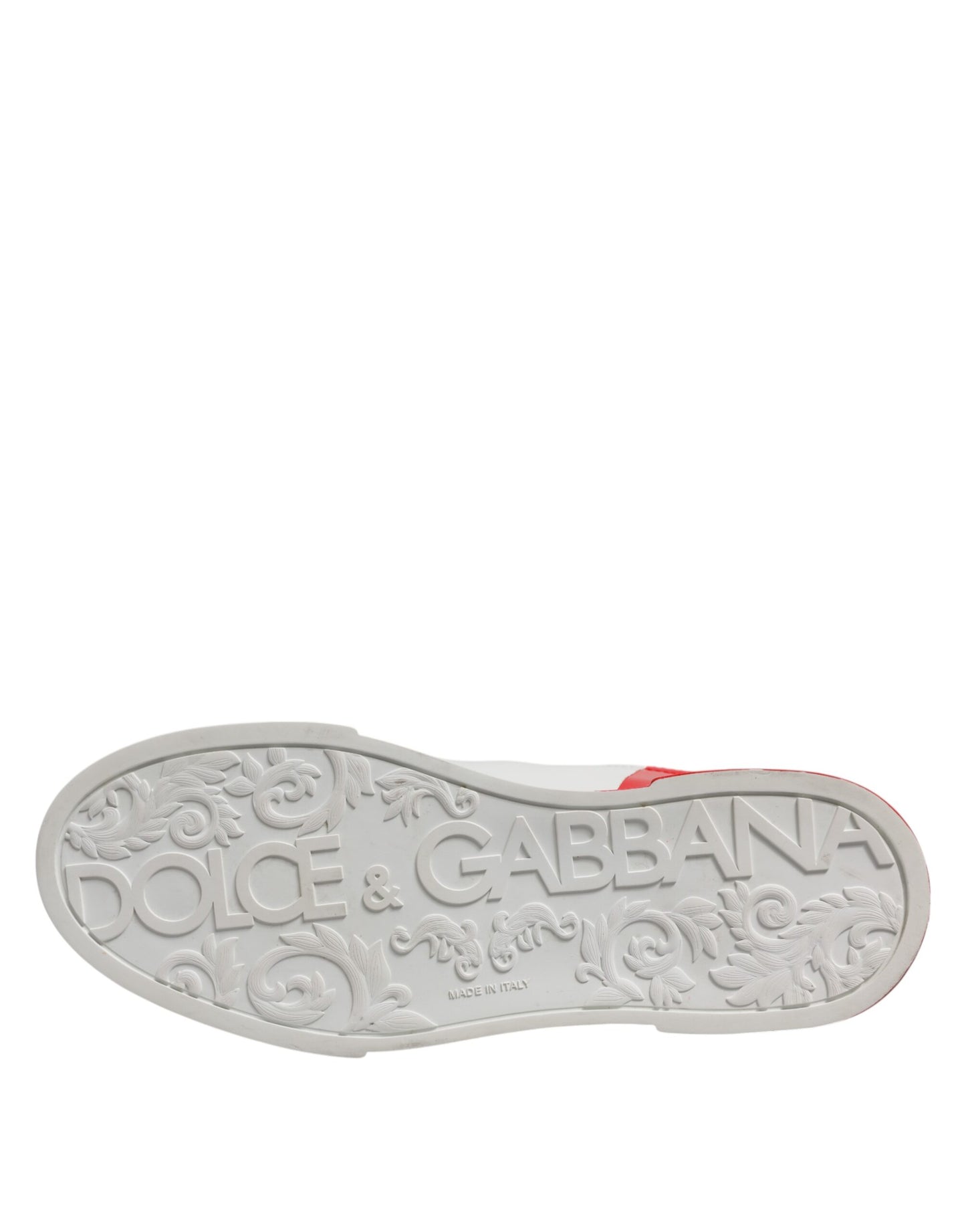 Dolce & Gabbana Weiß Rot Logo Low Top Leder Turnschuhe Schuhe