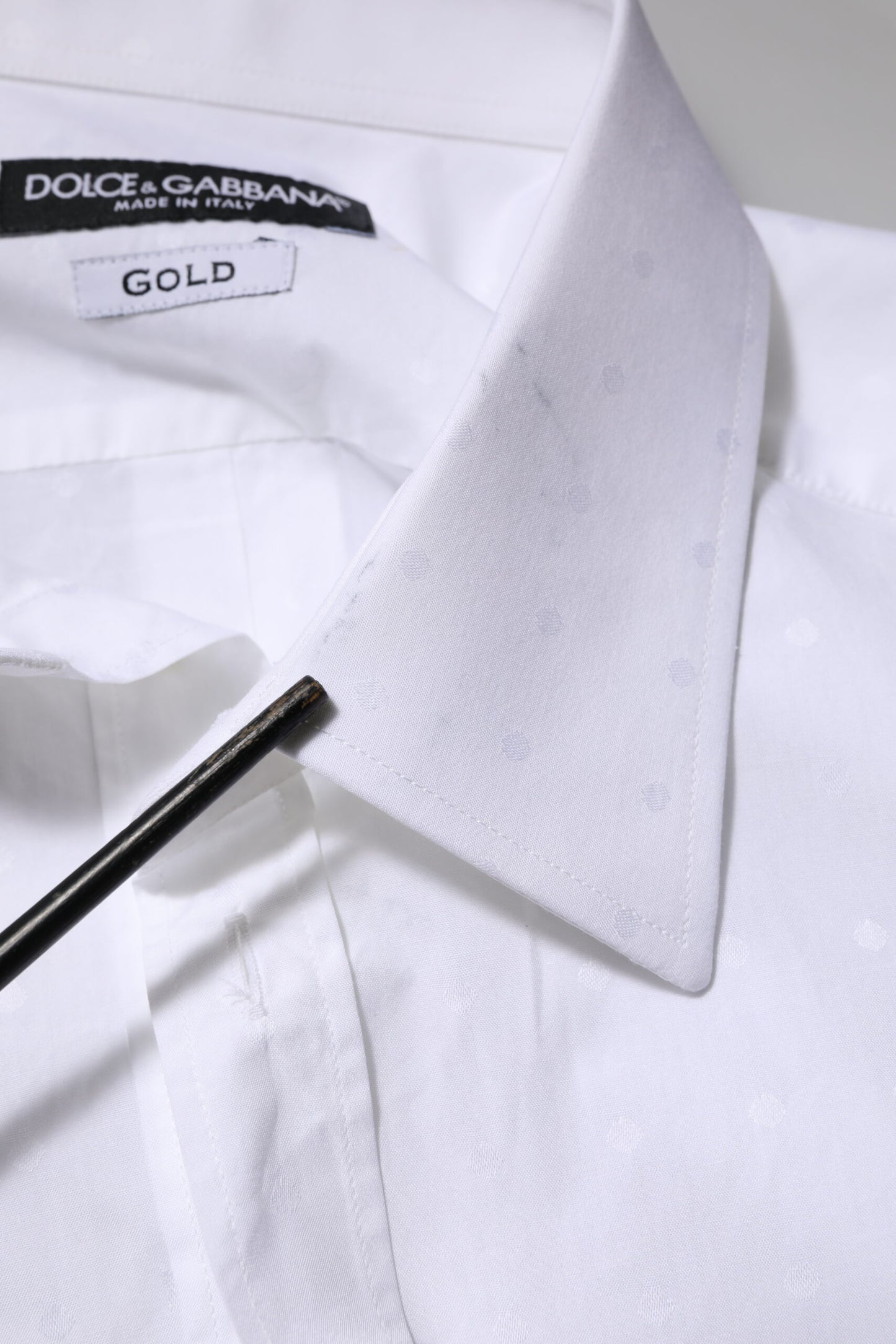Dolce & Gabbana Weißes Kleid aus Baumwolle GOLD Formelles Hemd