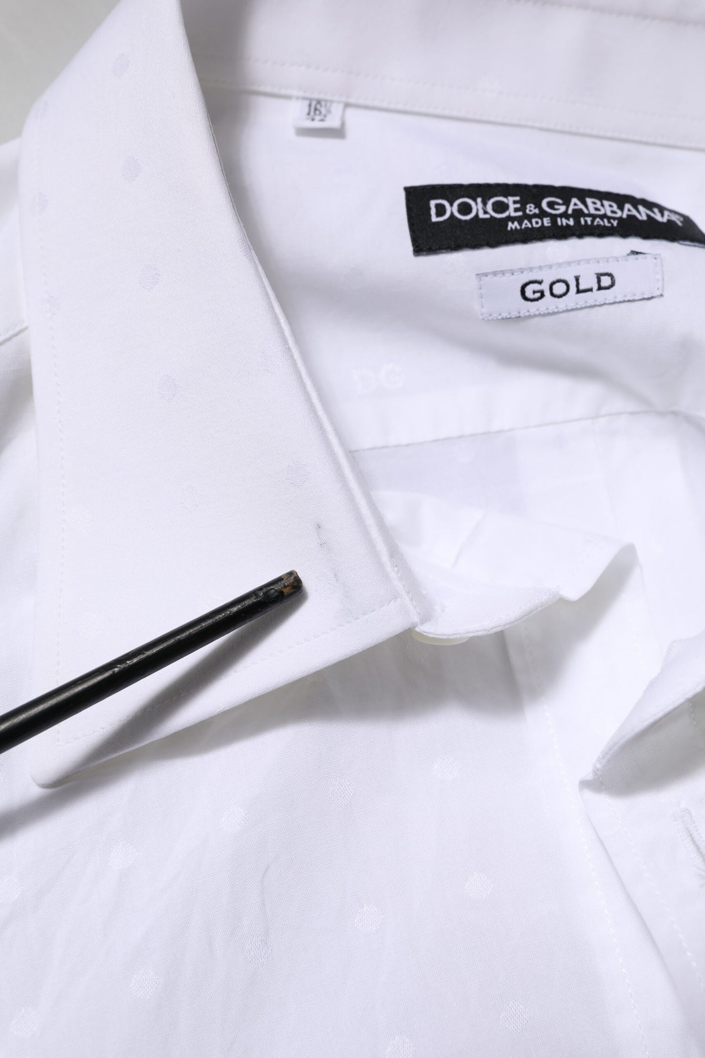 Dolce & Gabbana Weißes Kleid aus Baumwolle GOLD Formelles Hemd