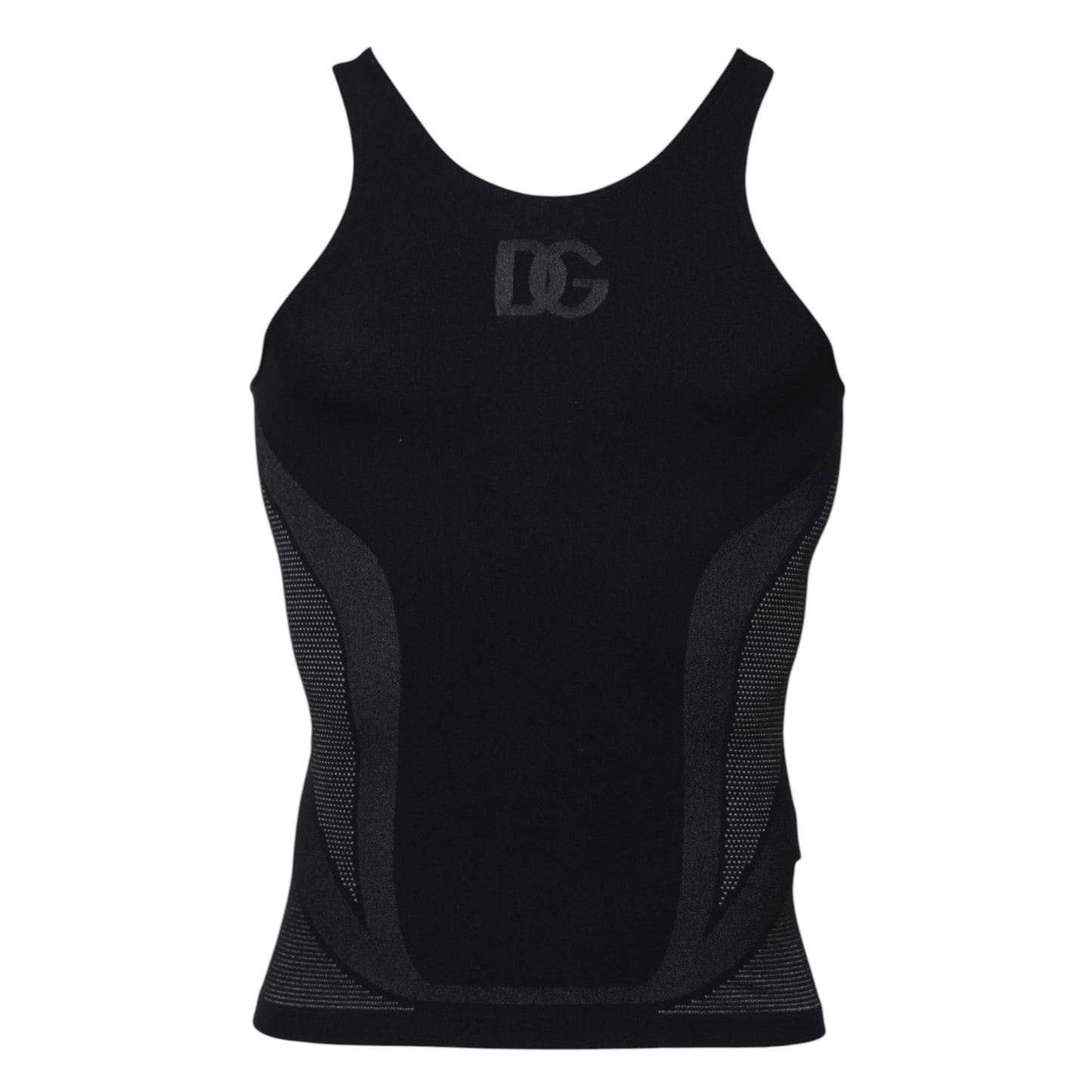 Dolce & Gabbana Schwarzes ärmelloses Nylon Unterwäsche Tank-T-Shirt