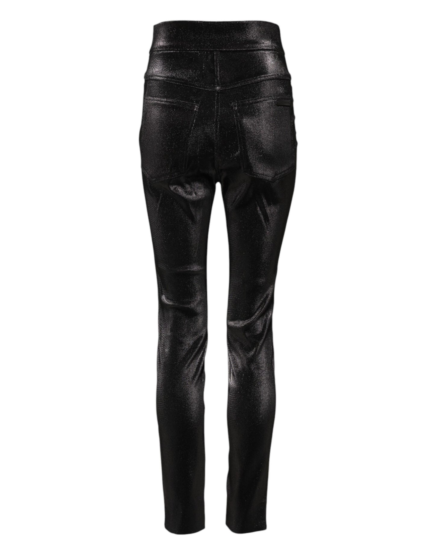 Dolce & Gabbana Schwarze Baumwoll-Stretch-Hose mit silbernem Lurexfaden