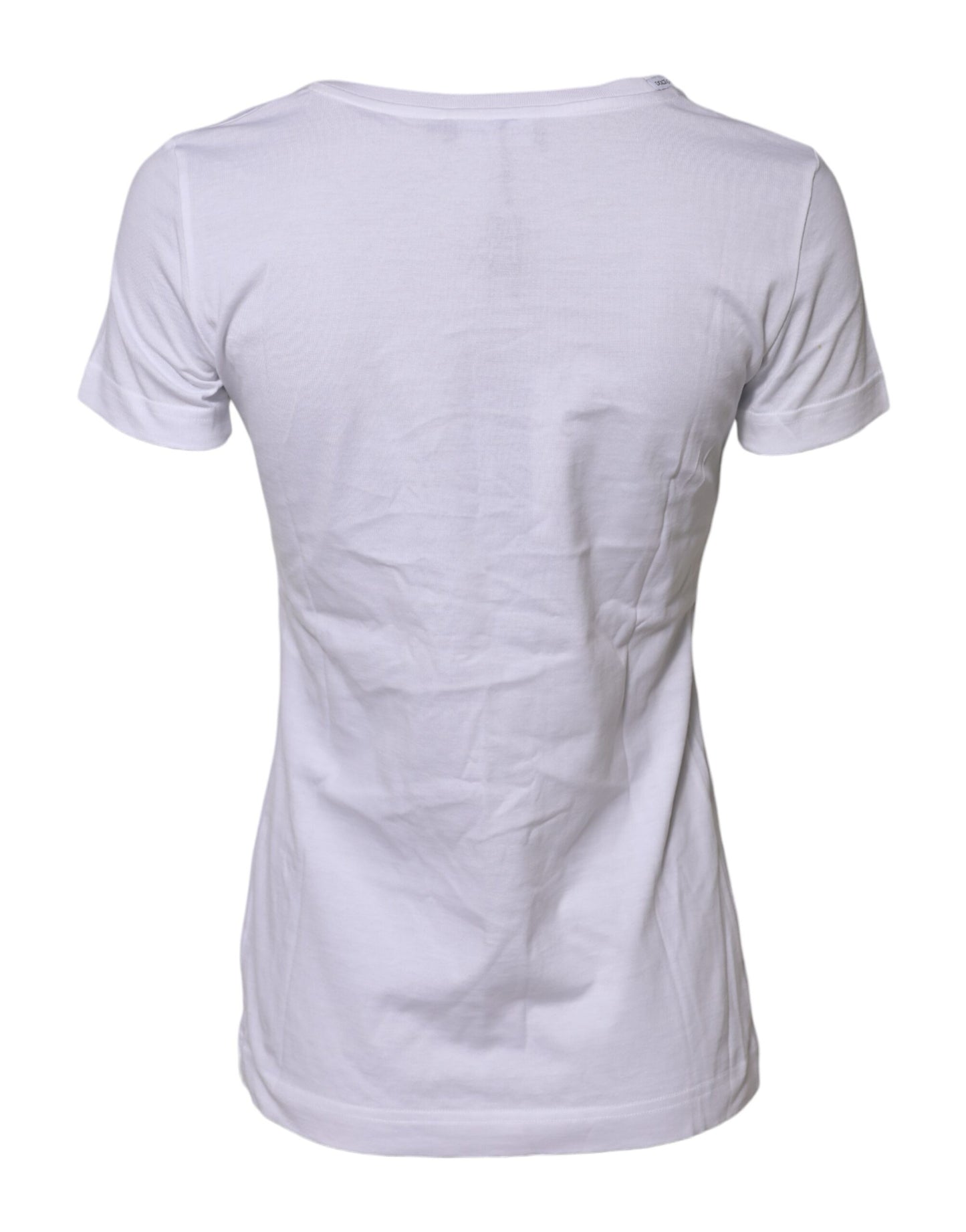 Dolce & Gabbana Weißes Baumwoll-T-Shirt mit kurzen Ärmeln und Rundhalsausschnitt