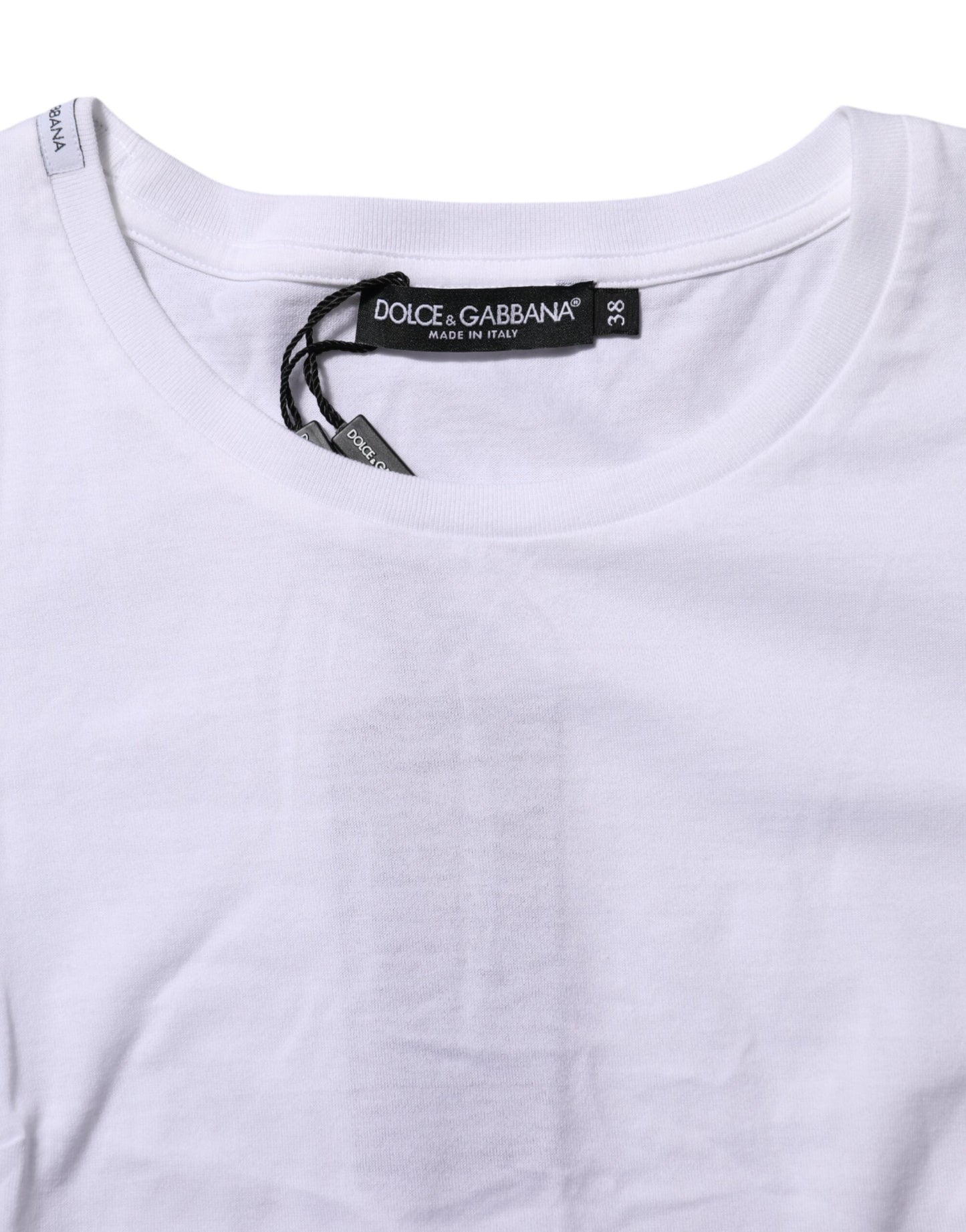 Dolce & Gabbana Weißes Baumwoll-T-Shirt mit kurzen Ärmeln und Rundhalsausschnitt