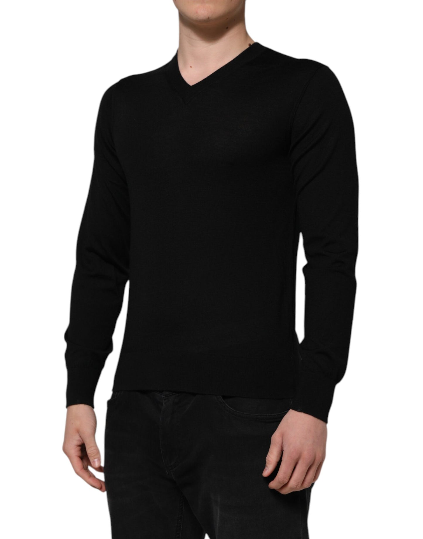 Dolce & Gabbana Schwarzer Kaschmir Pullover mit Rundhalsausschnitt für Männer