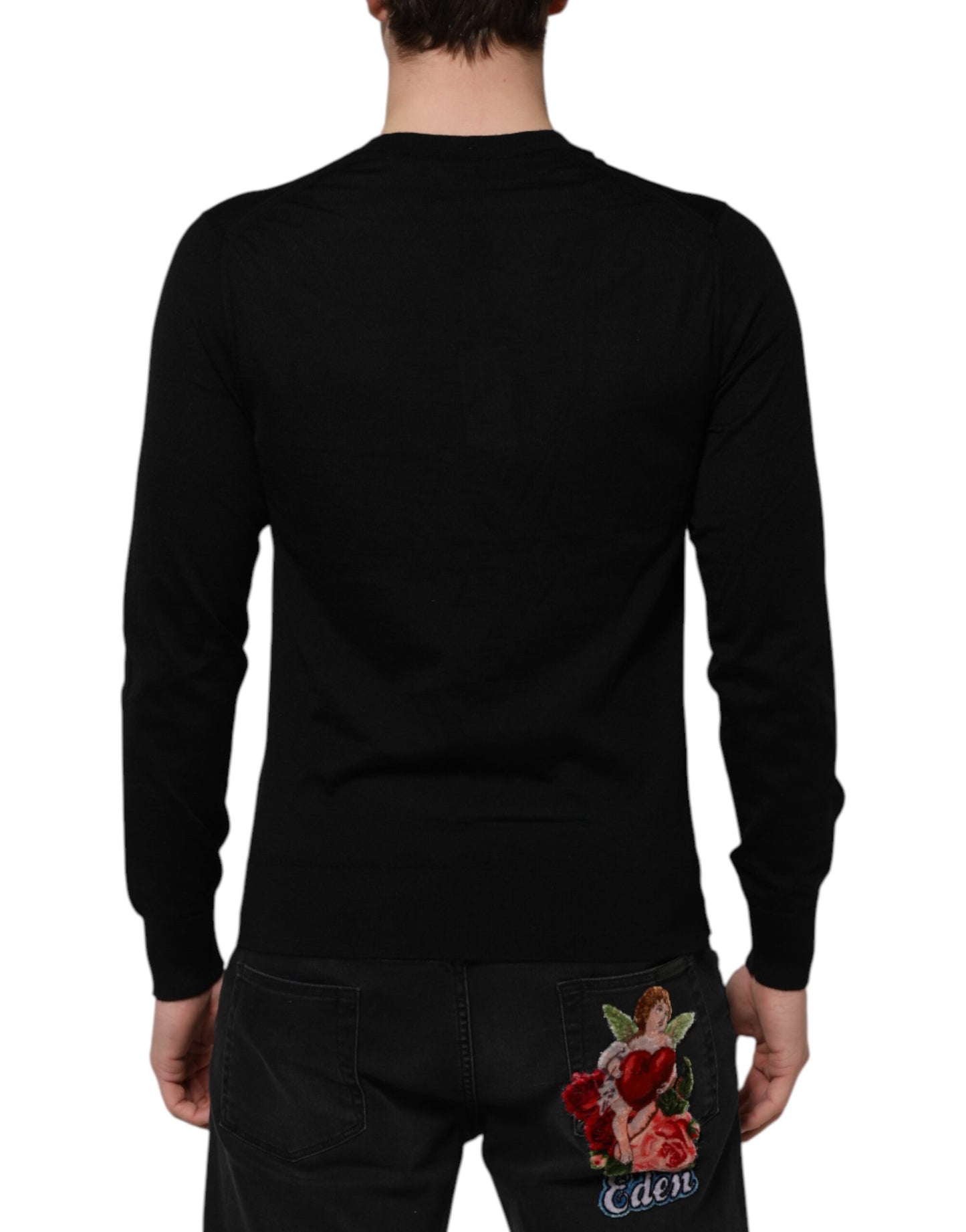 Dolce & Gabbana Schwarzer Kaschmir Pullover mit Rundhalsausschnitt für Männer