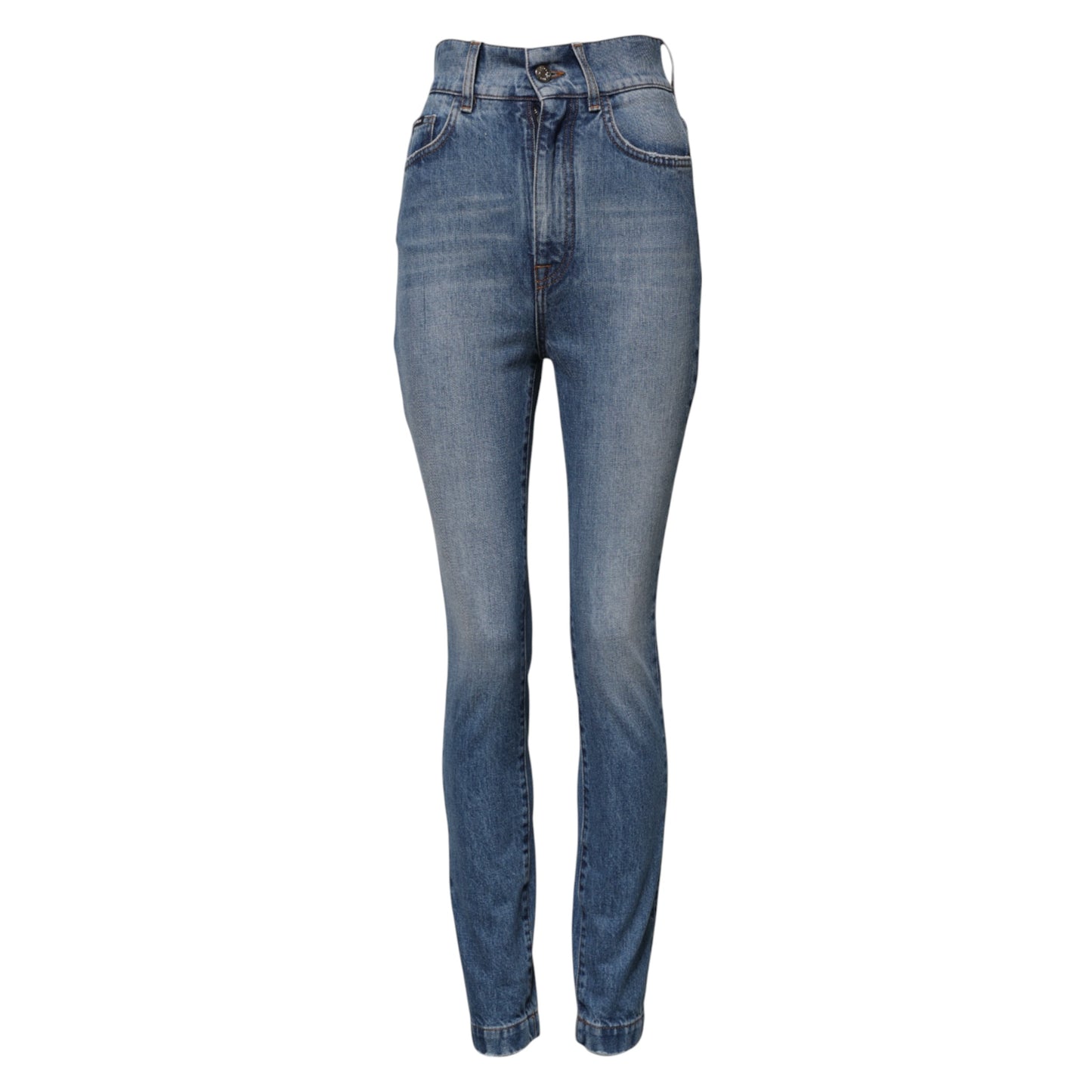 Dolce & Gabbana Blau gewaschene Skinny Denim Jeans mit hoher Taille