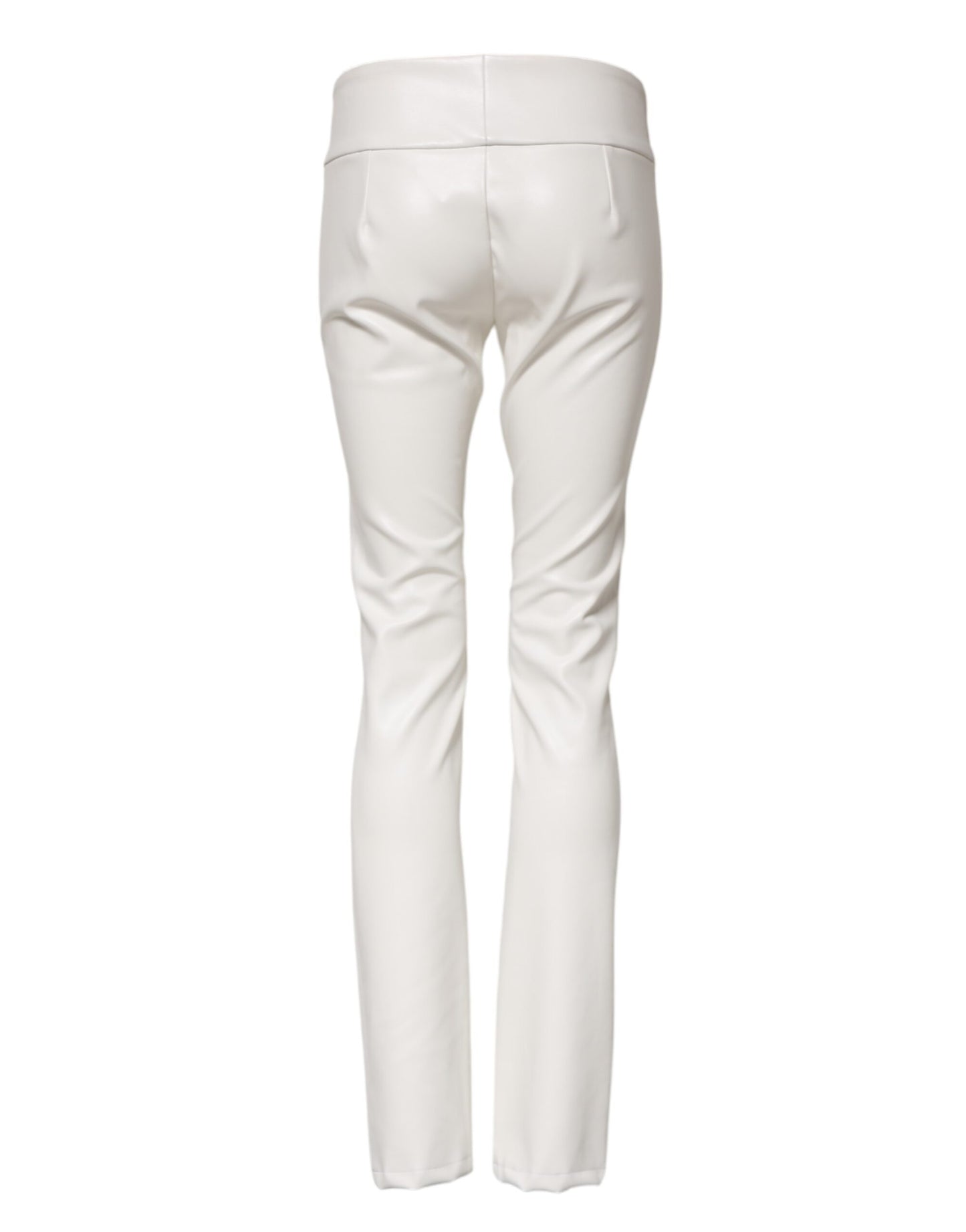 Dolce & Gabbana Weiße Polyurethan-Hose mit hoher Taille und konisch zulaufender Hose