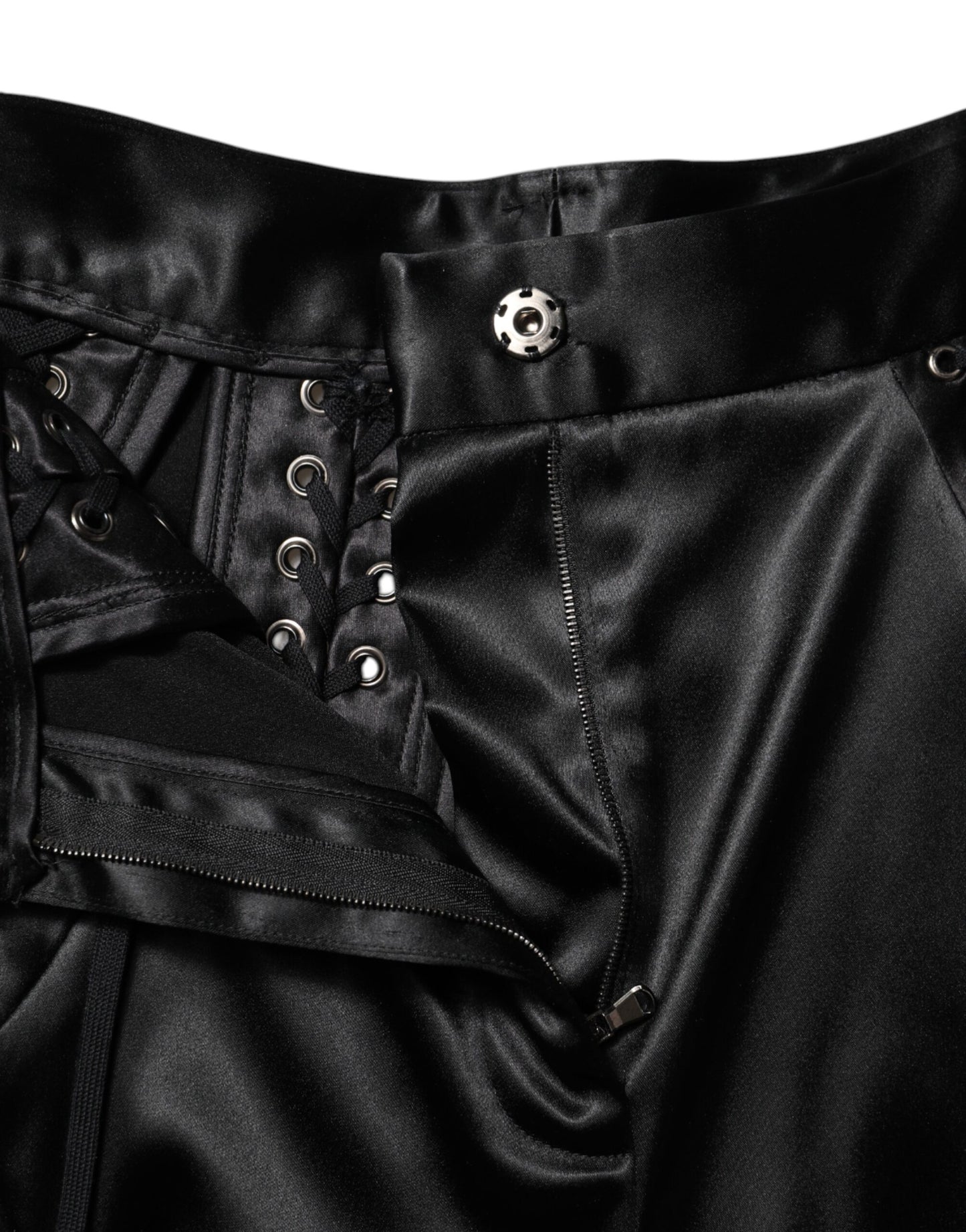 Dolce & Gabbana Schwarze Skinny-Hose mit hoher Taille und Spitzendetails