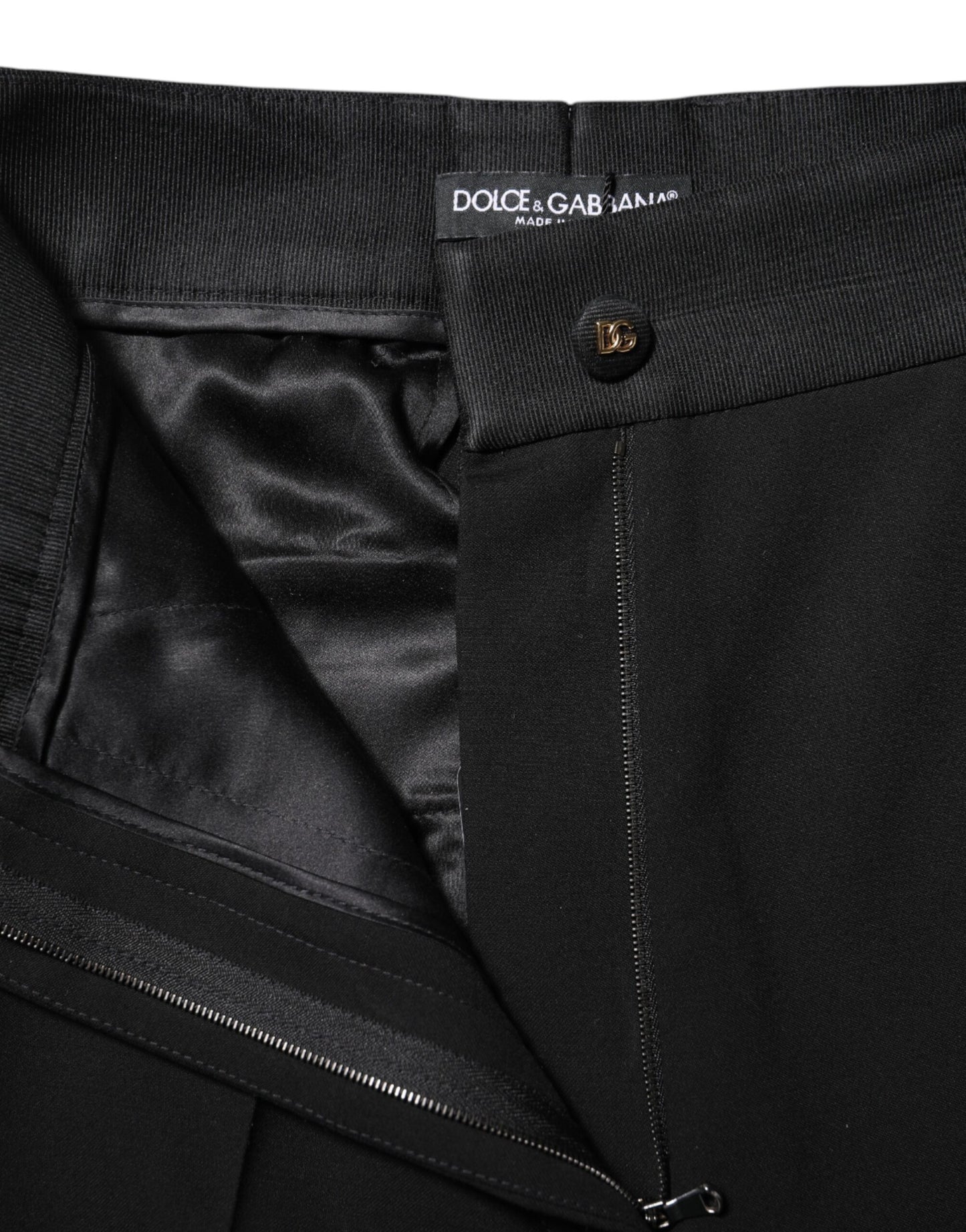 Dolce & Gabbana Schwarze Skinny-Hose mit hoher Taille aus Wolle