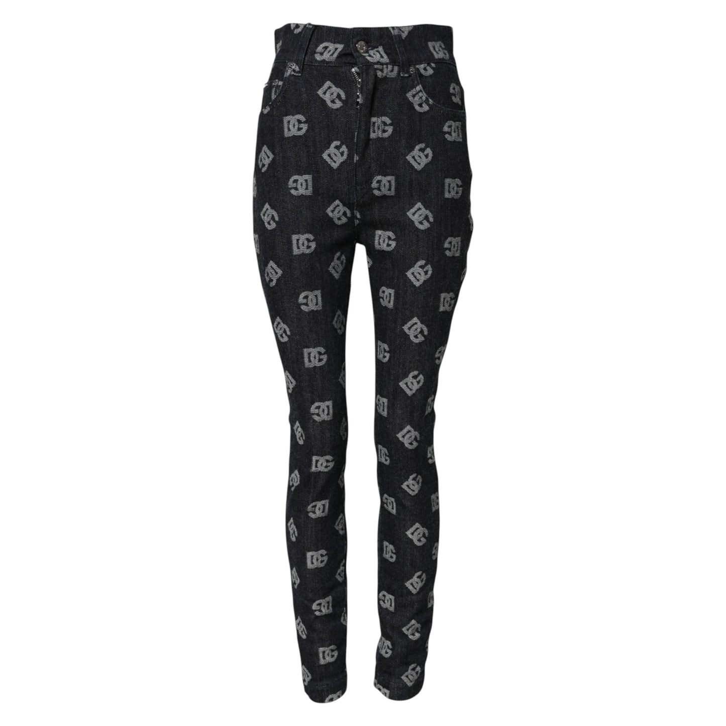 Dolce & Gabbana Schwarze DG Logo High Waist Skinny Denim Jeans