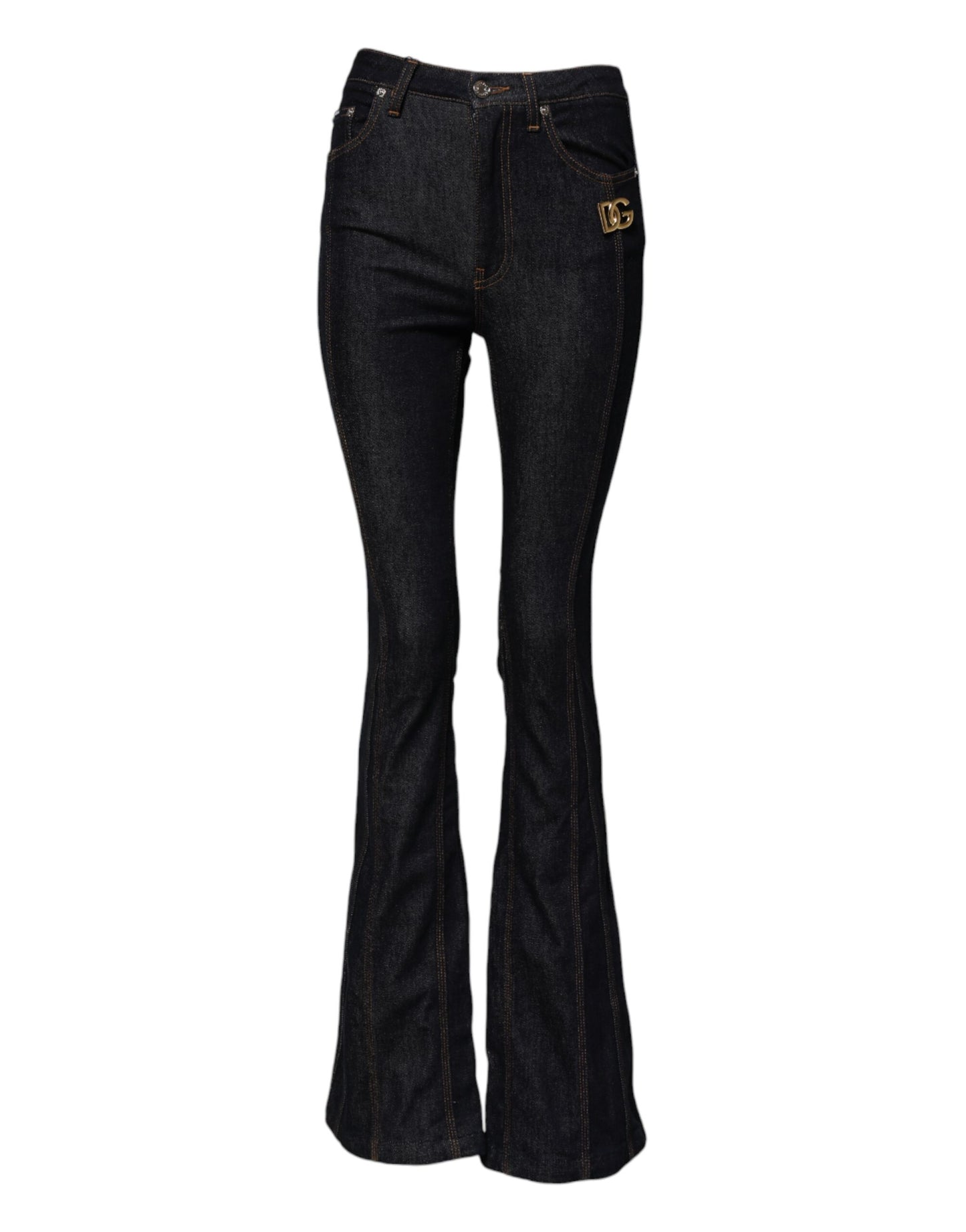 Dolce & Gabbana Schwarze Bootcut-Denim-Jeans aus Baumwolle mit mittlerer Taille