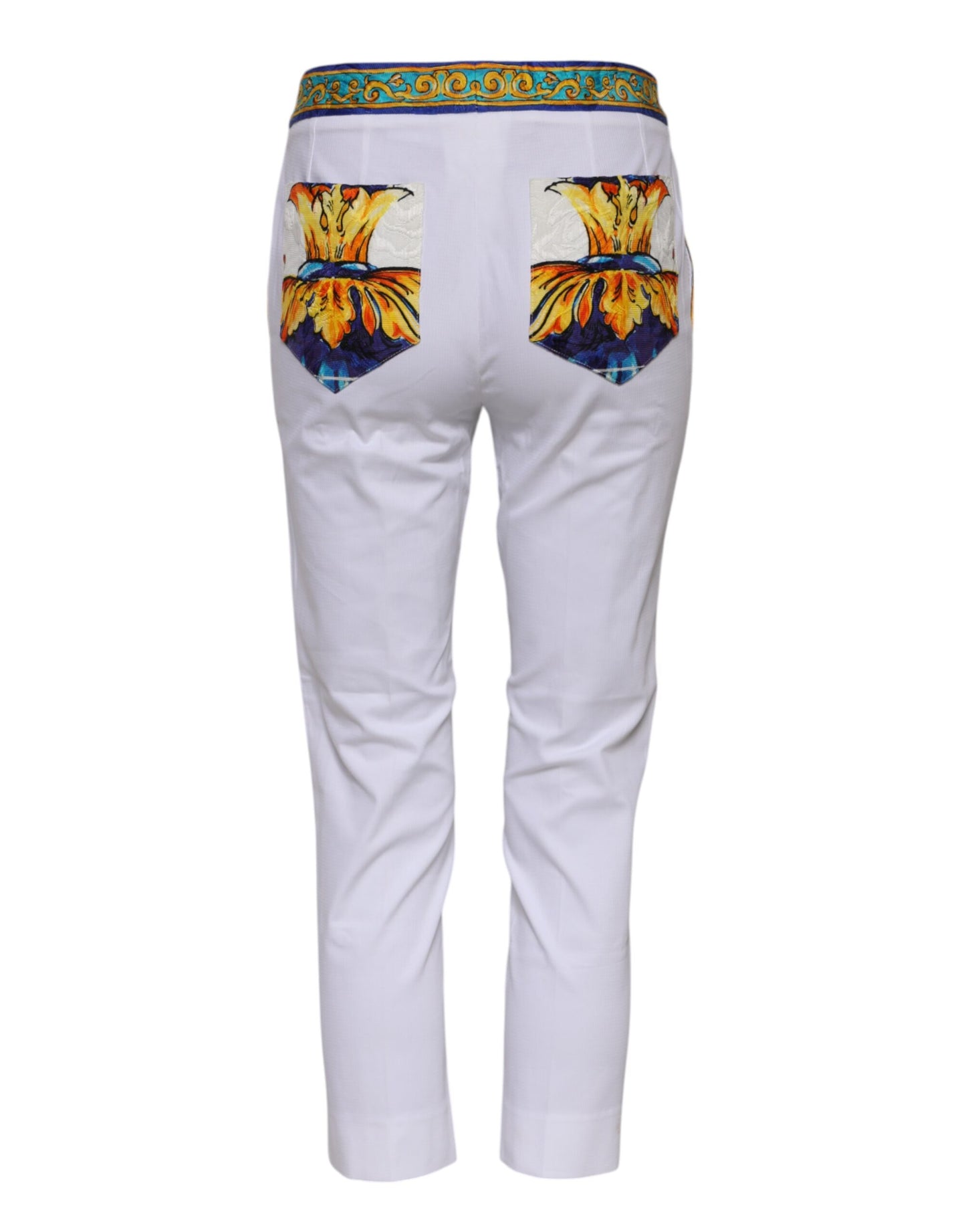Dolce & Gabbana Weiße konisch zulaufende Hose aus Baumwolle mit mittlerer Taille