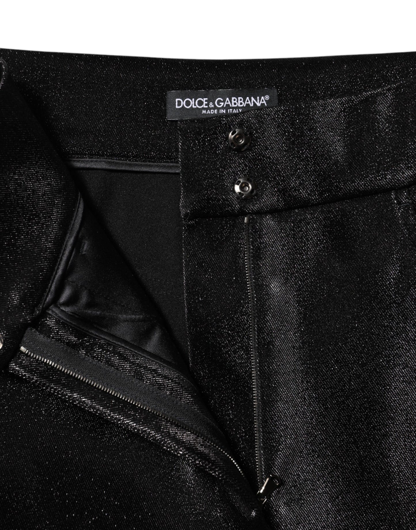 Dolce & Gabbana Schwarze Baumwoll-Stretch-Lurexfäden-Skinny-Hose