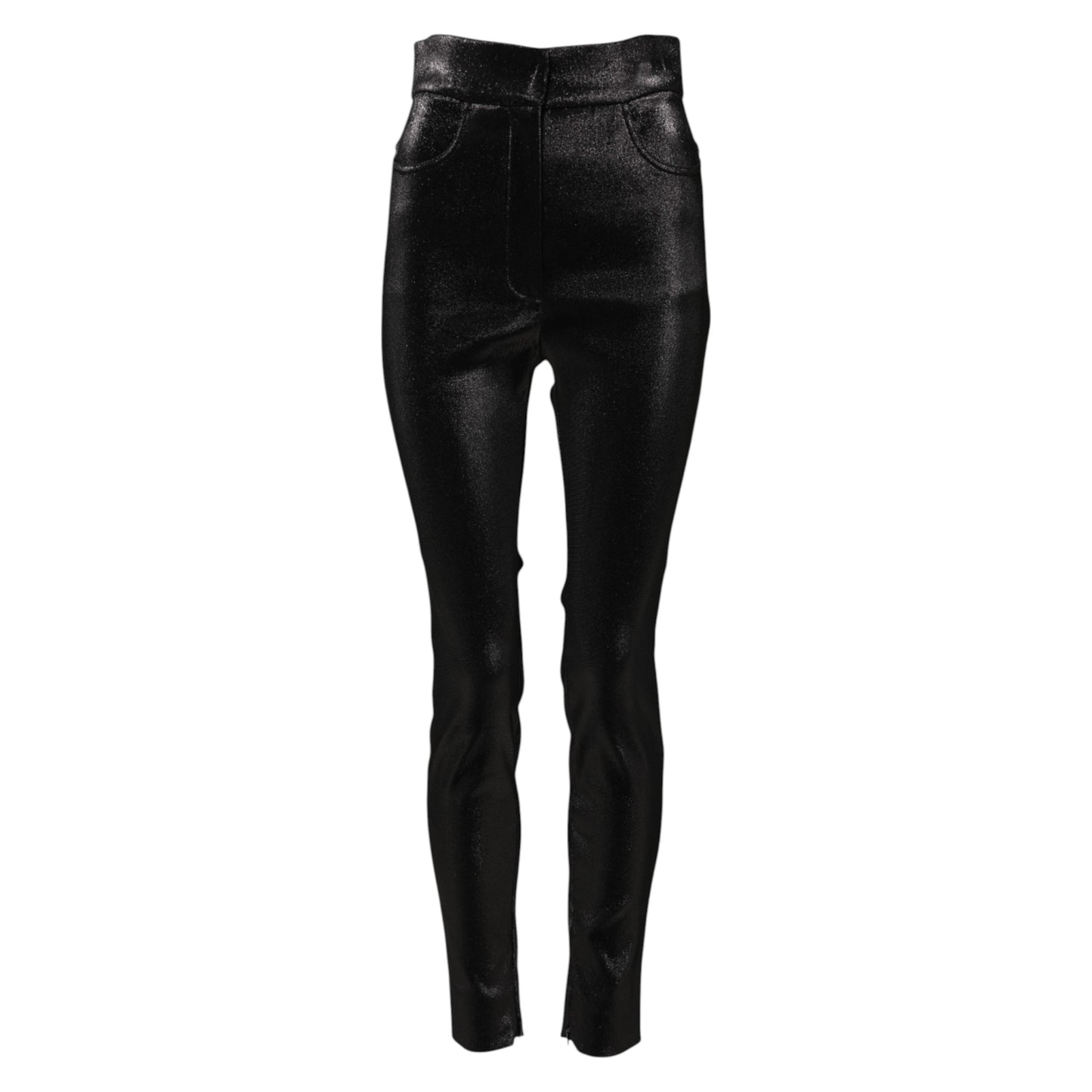 Dolce & Gabbana Schwarze Baumwoll-Stretch-Lurexfäden-Skinny-Hose