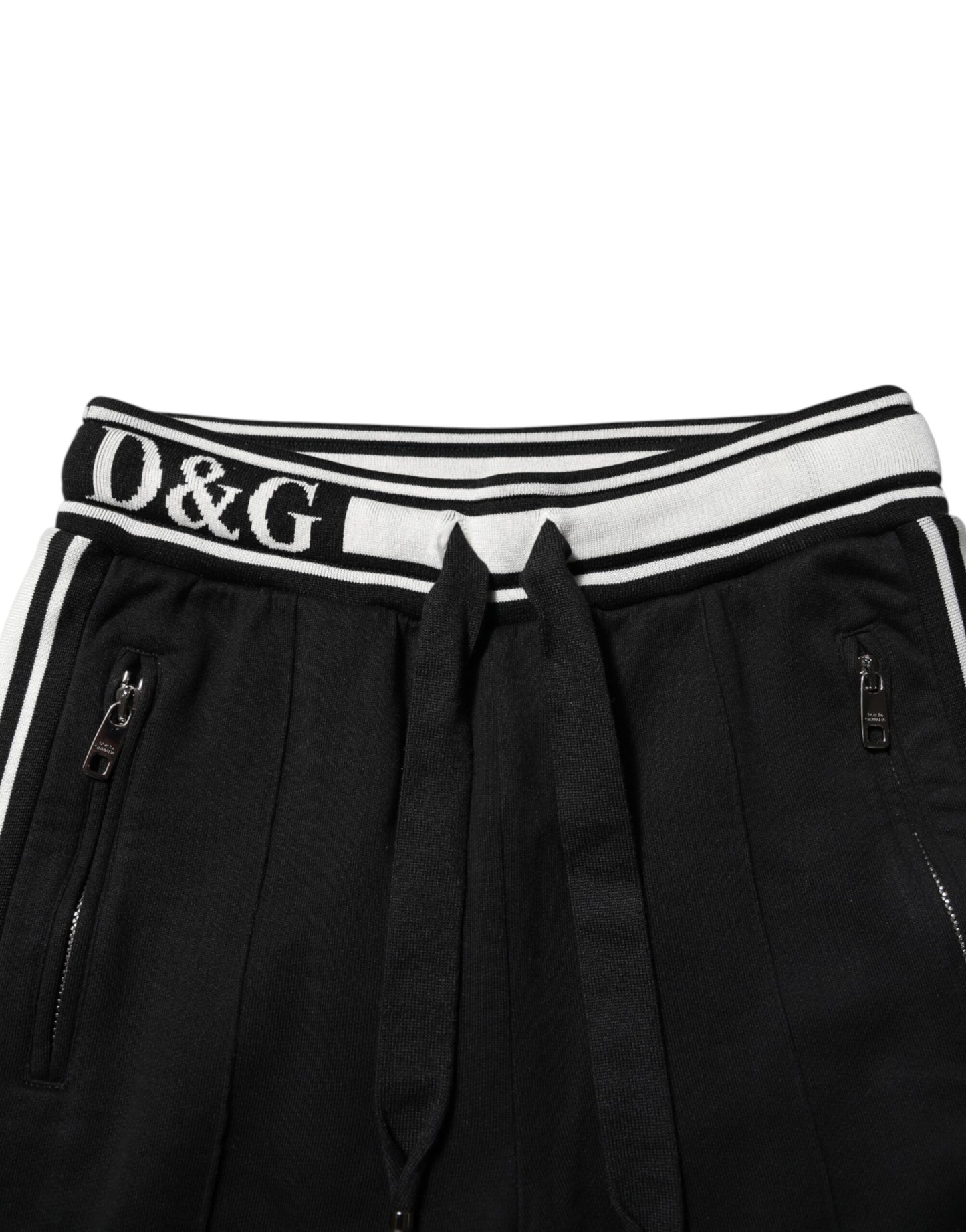 Dolce & Gabbana Schwarze Baumwoll-Jogger-Hose mit Logo-Taille