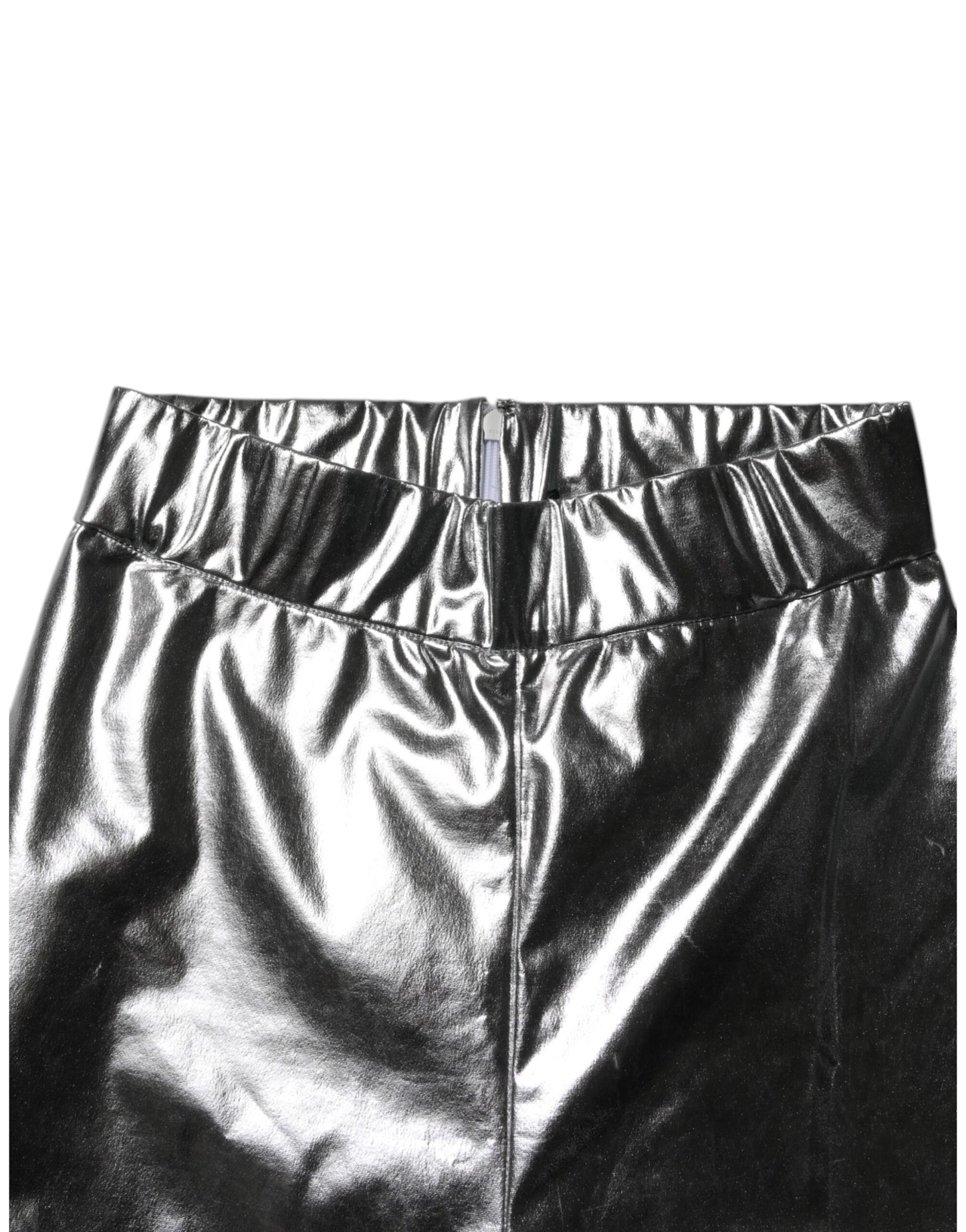 Dolce & Gabbana Metallic Silber Polyester Slim Fit Leggings Hosen