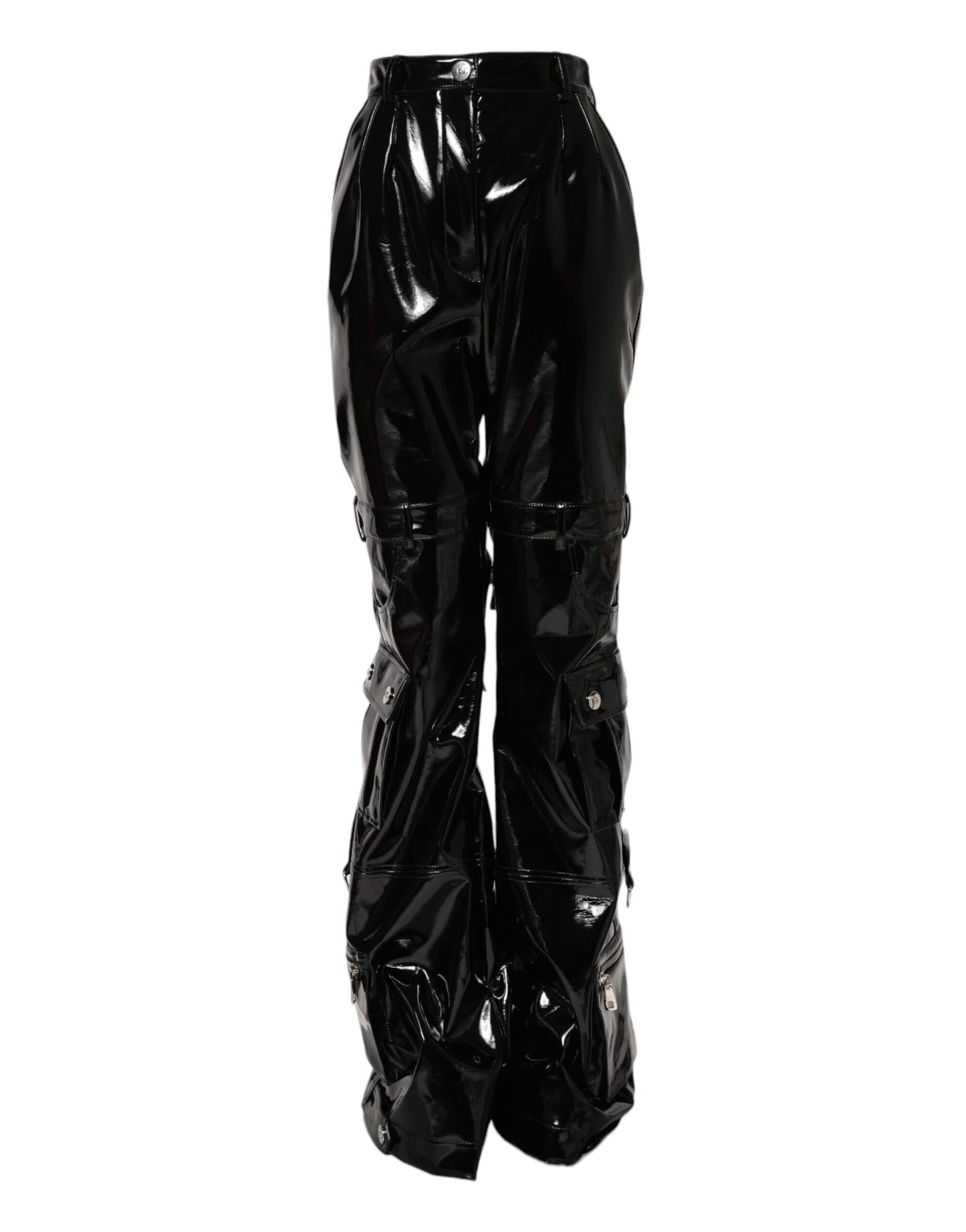 Dolce & Gabbana Schwarze Cargo-Bootcut-Hose mit hoher Taille